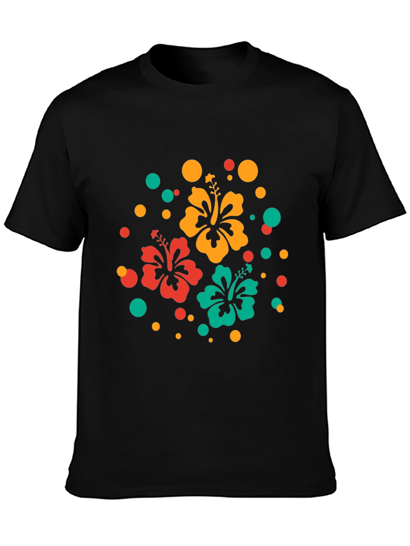 Tropical Hibiscus Flower Black T-Shirt