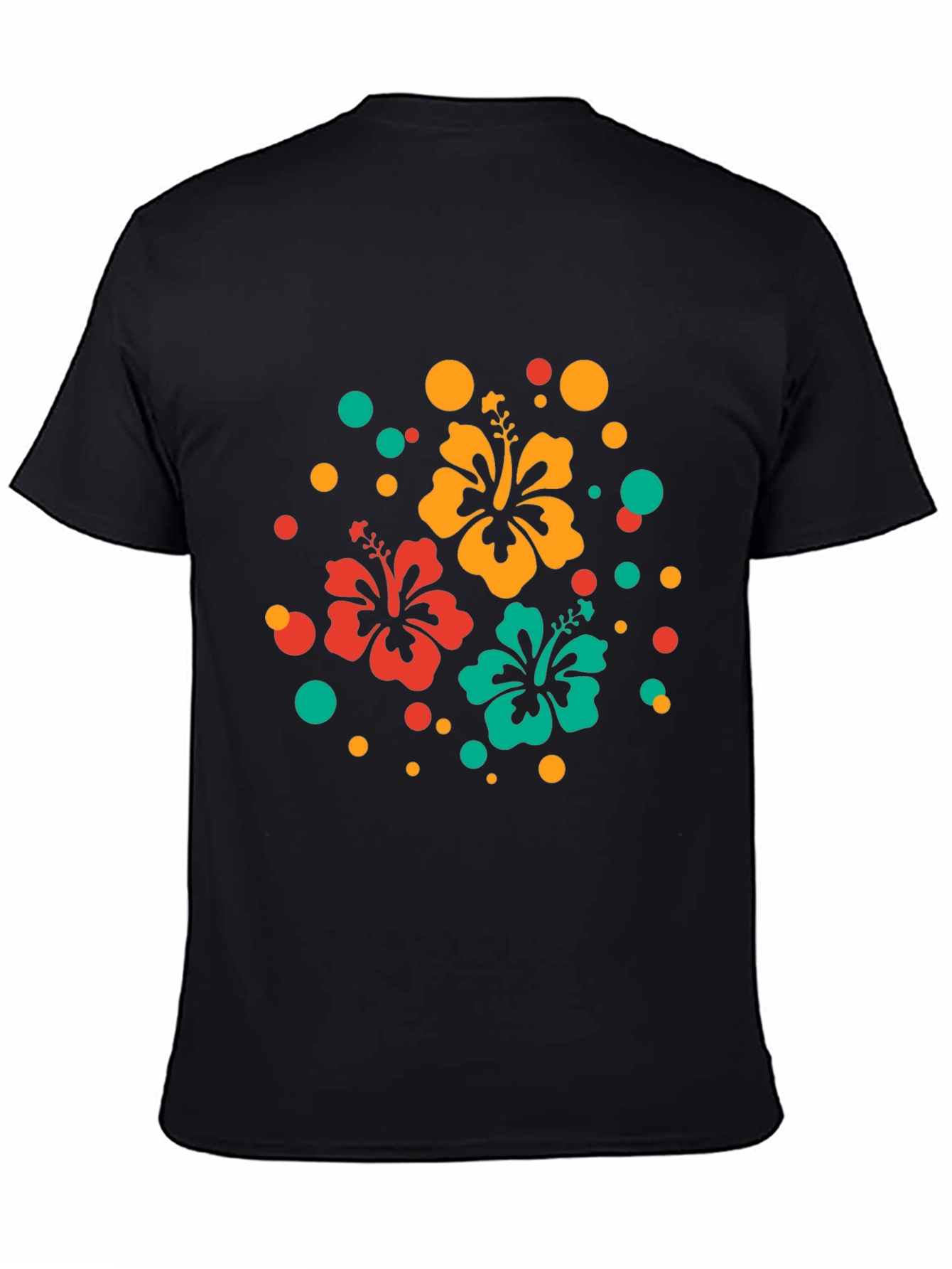 Tropical Hibiscus Flower Black T-Shirt