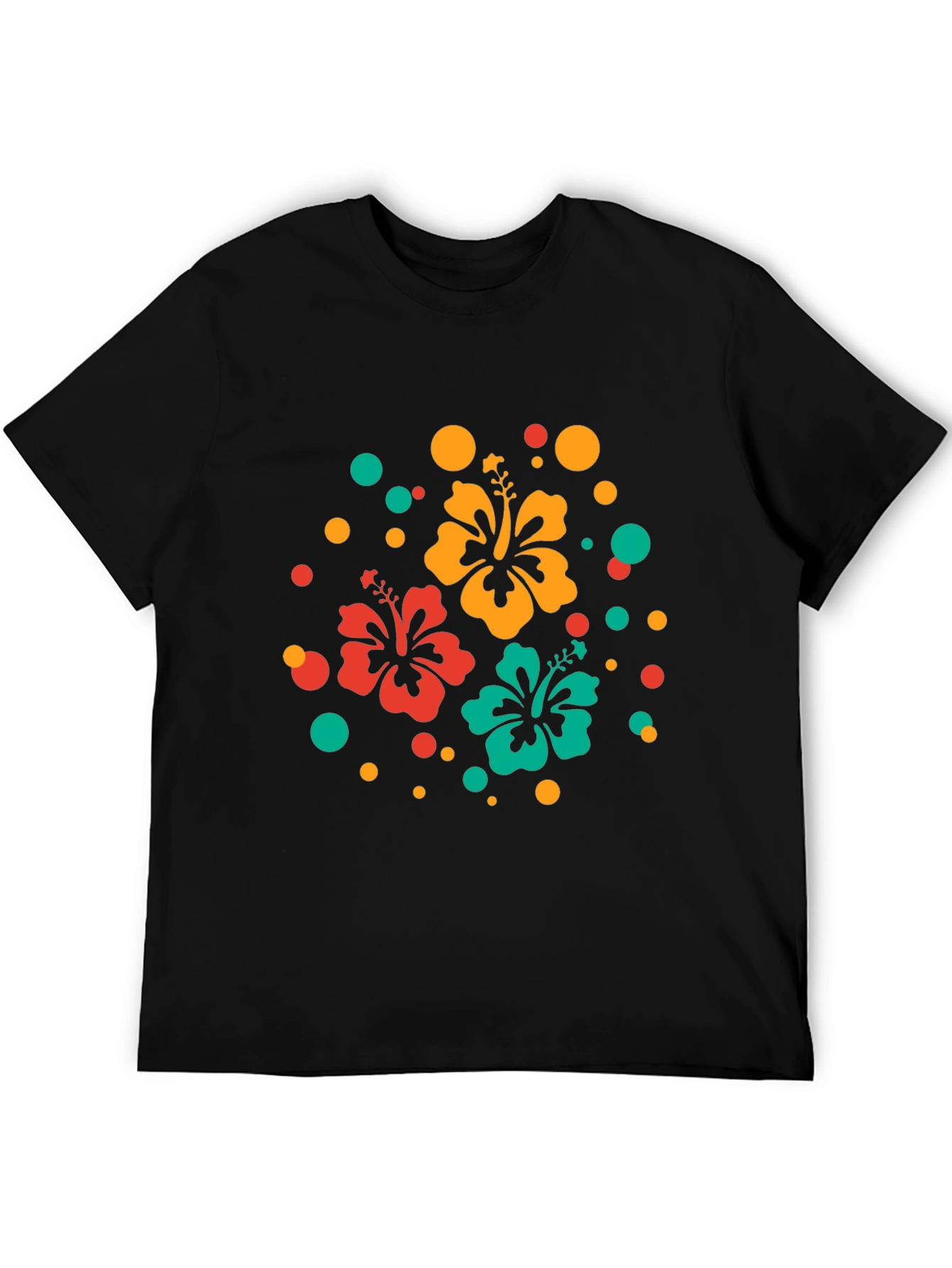 Tropical Hibiscus Flower Black T-Shirt