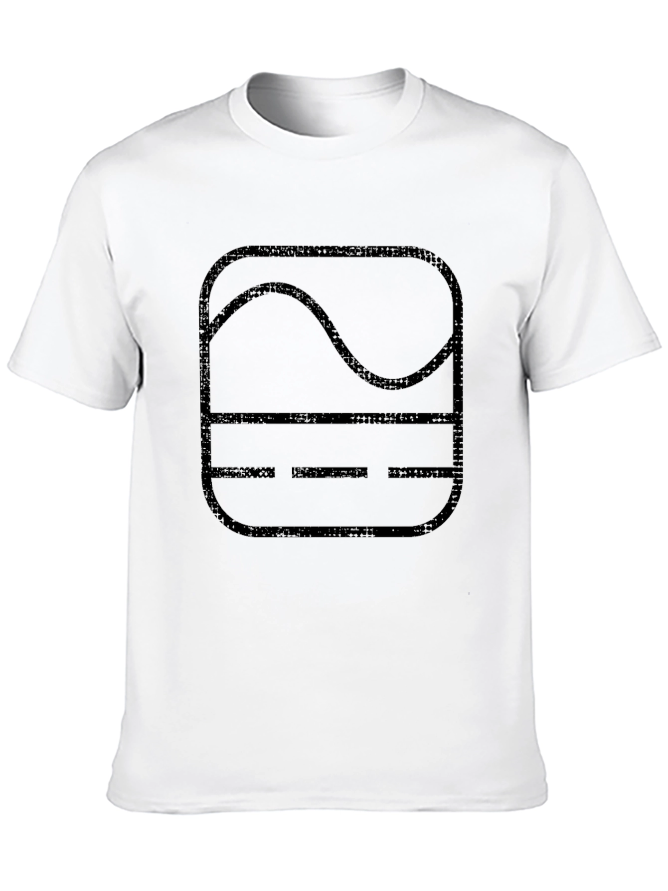 Black T-Shirt with Abstract Wave and Line Design