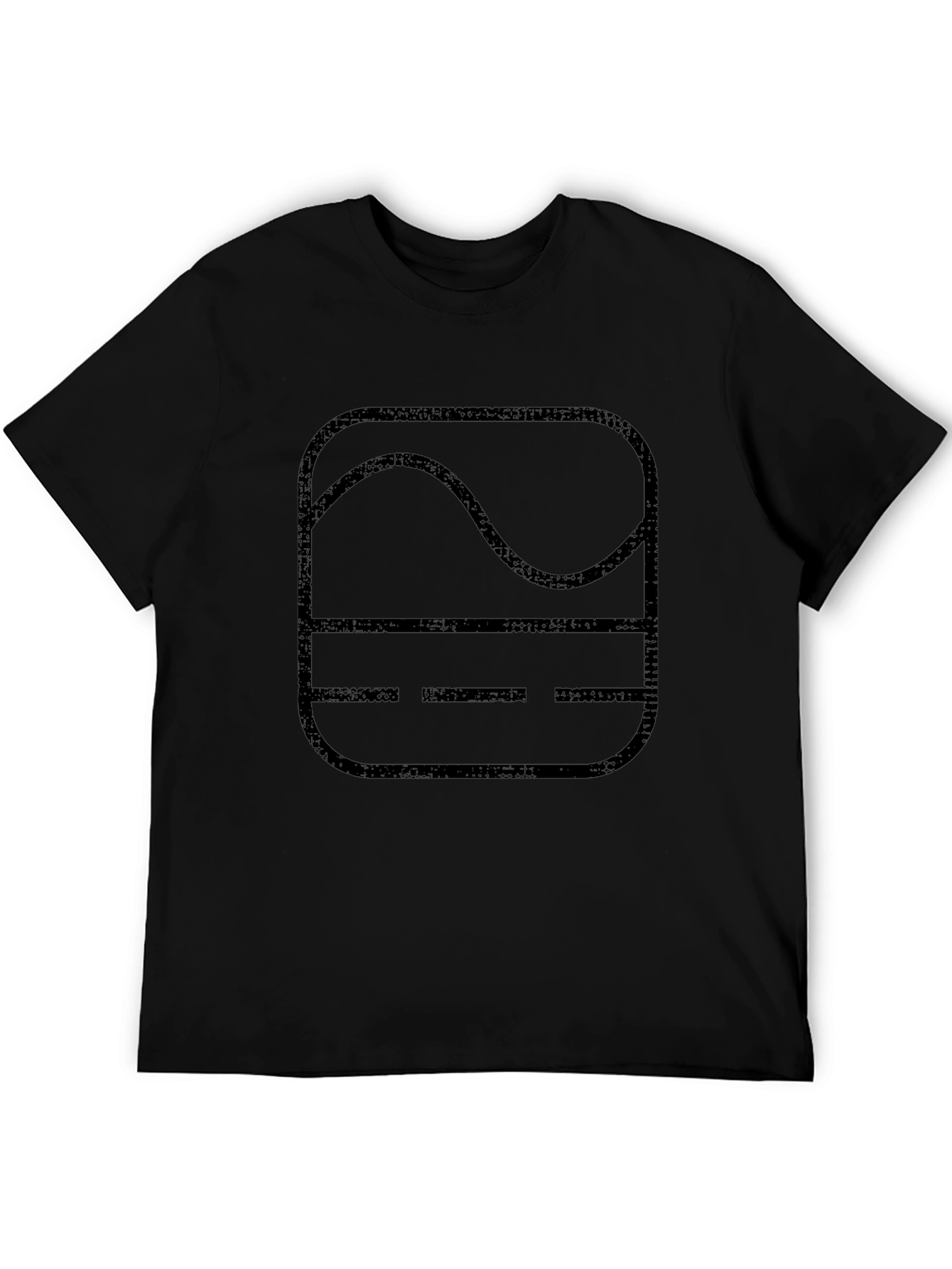 Black T-Shirt with Abstract Wave and Line Design