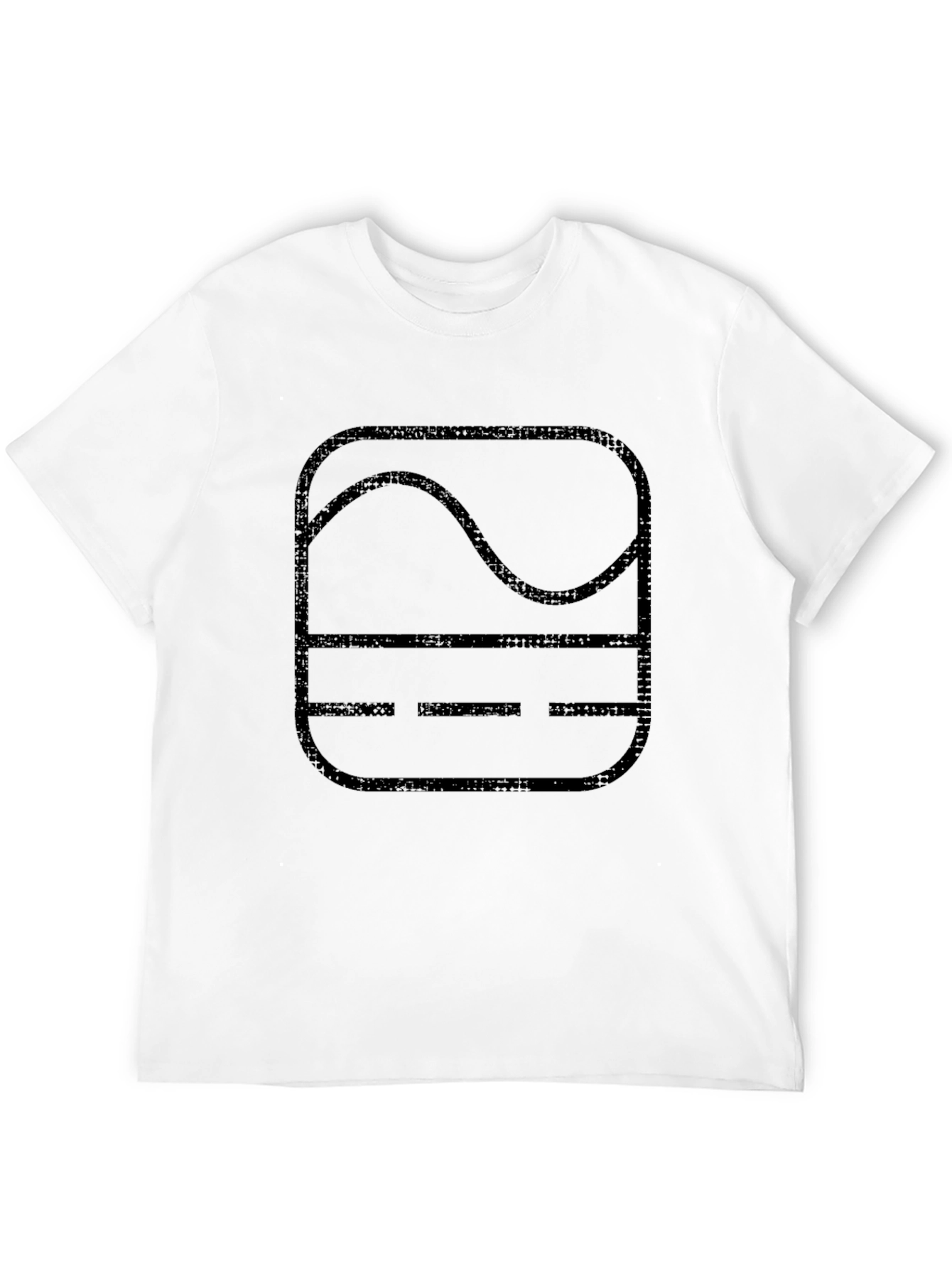Black T-Shirt with Abstract Wave and Line Design