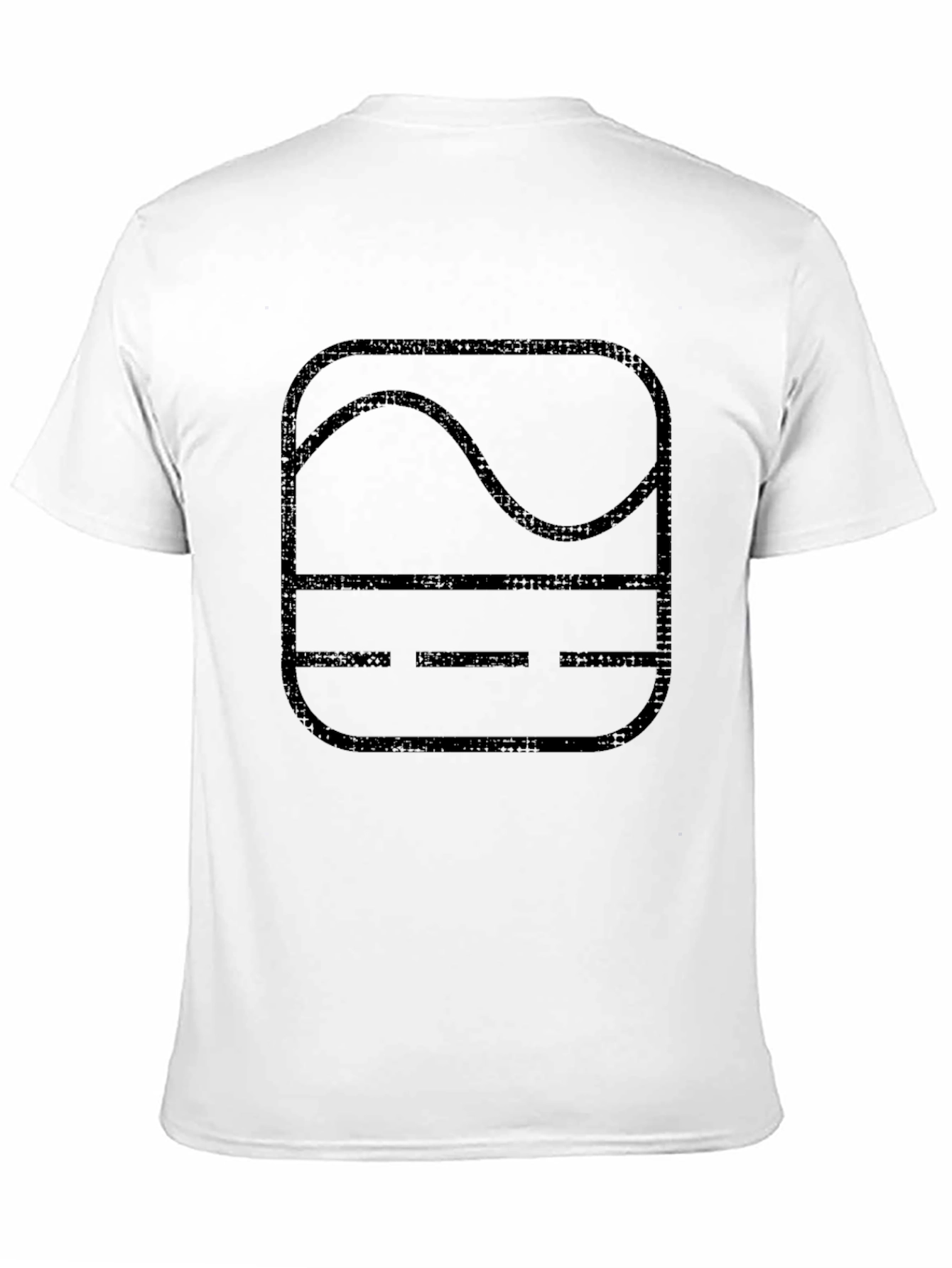 Black T-Shirt with Abstract Wave and Line Design