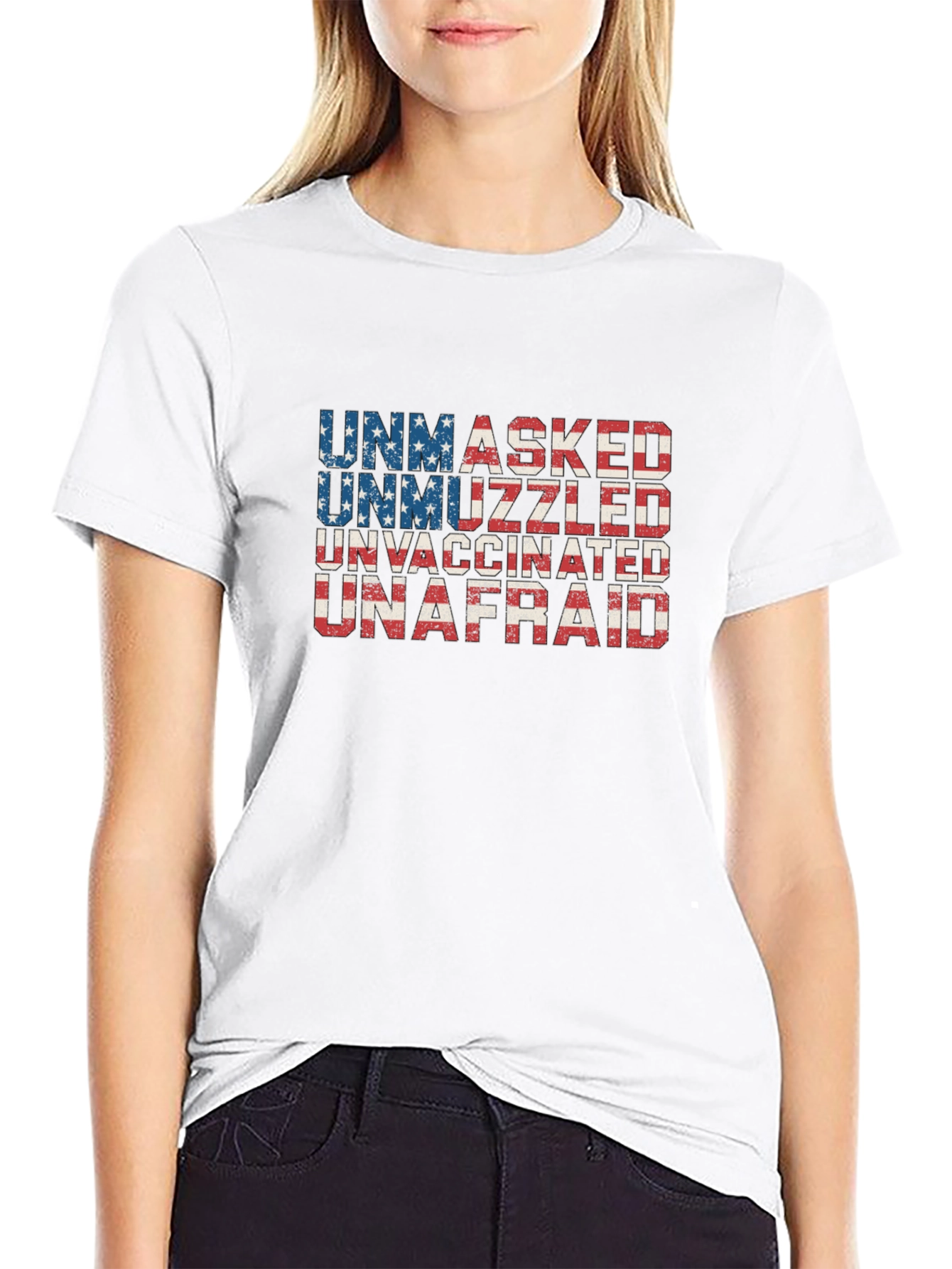 Unmasked Unmuzzled Unvaccinated Unafraid T-Shirt