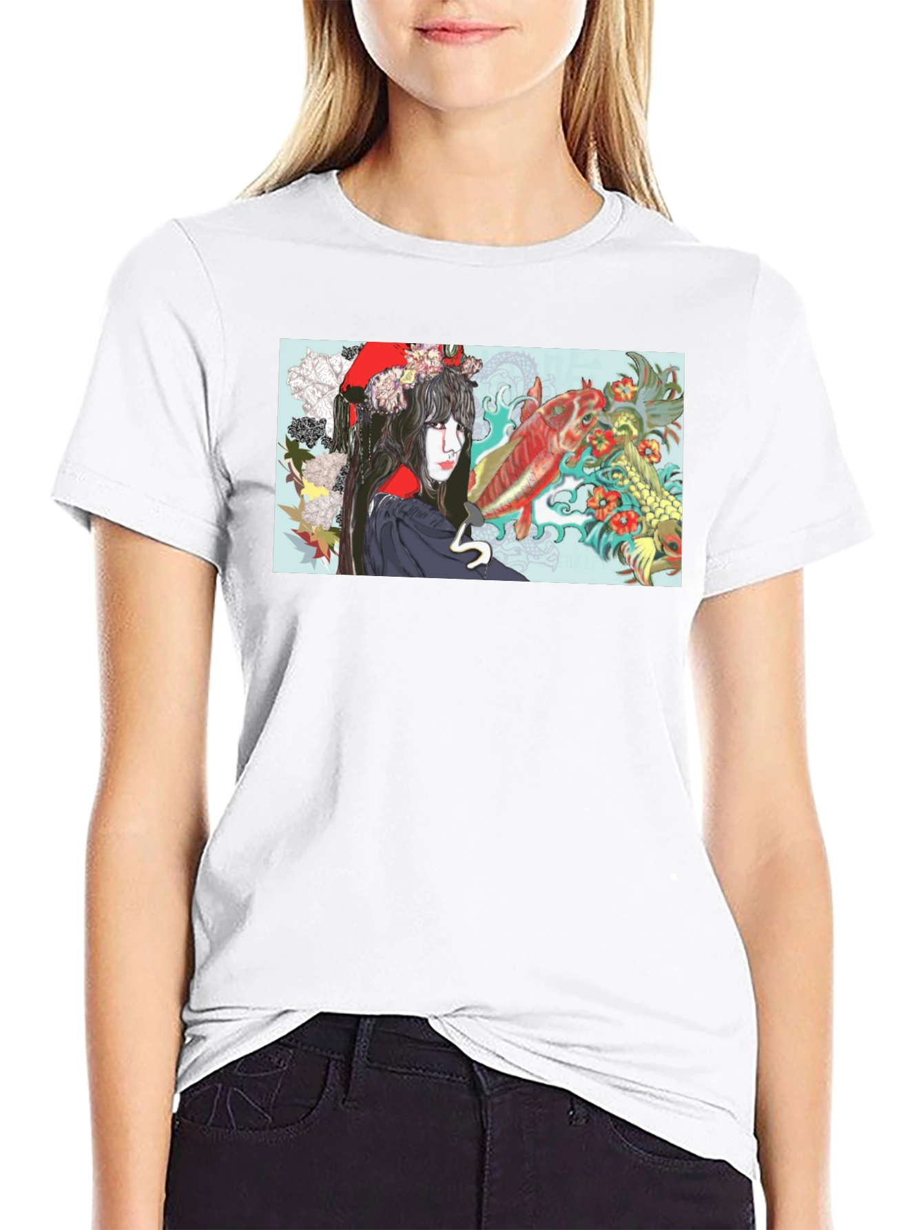 Koi Fish Geisha Graphic T-Shirt