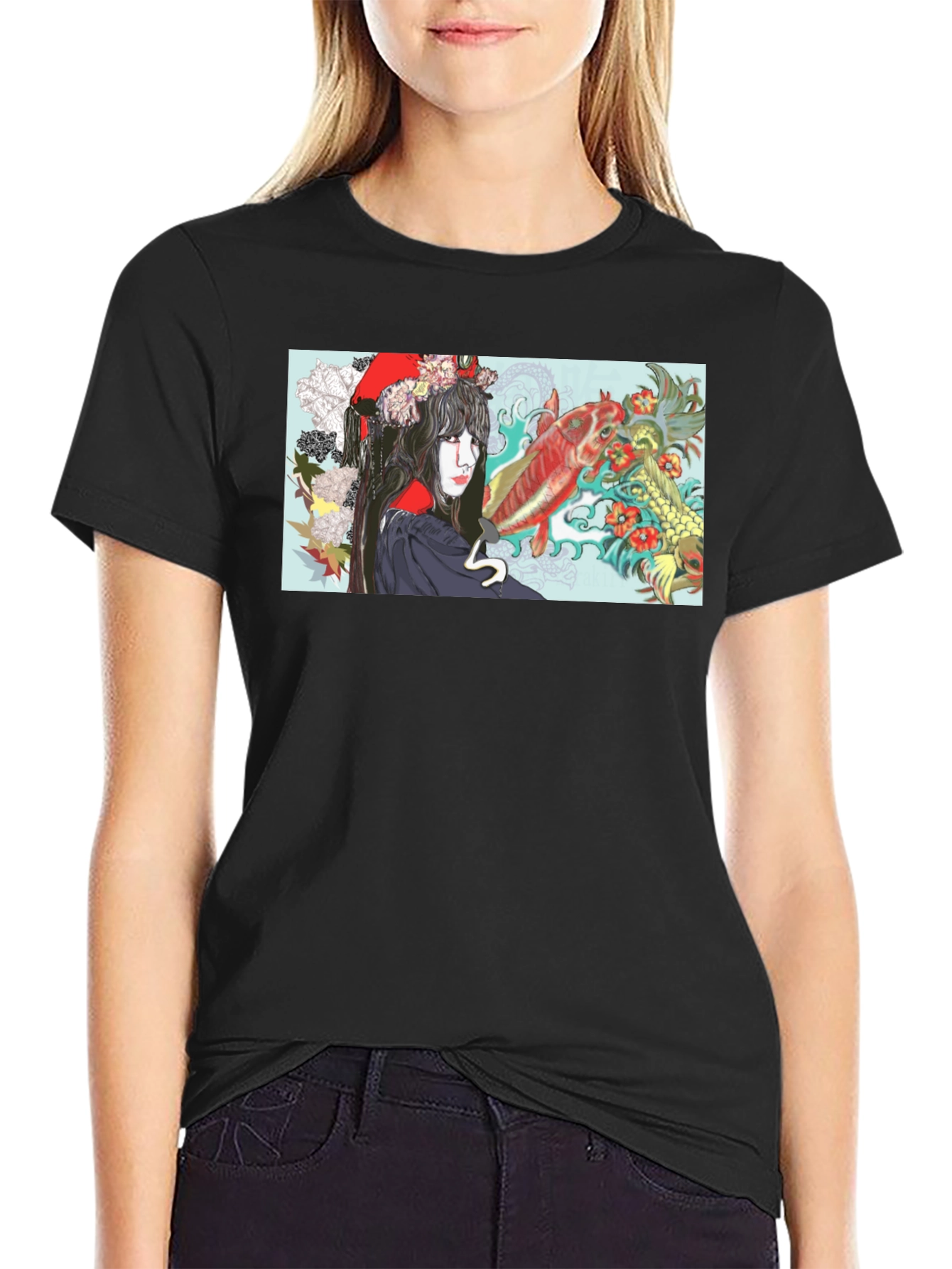 Koi Fish Geisha Graphic T-Shirt