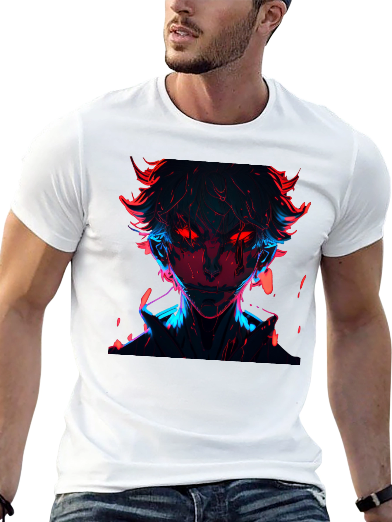 Neon Anime Graphic T-Shirt - Cool Streetwear Tee