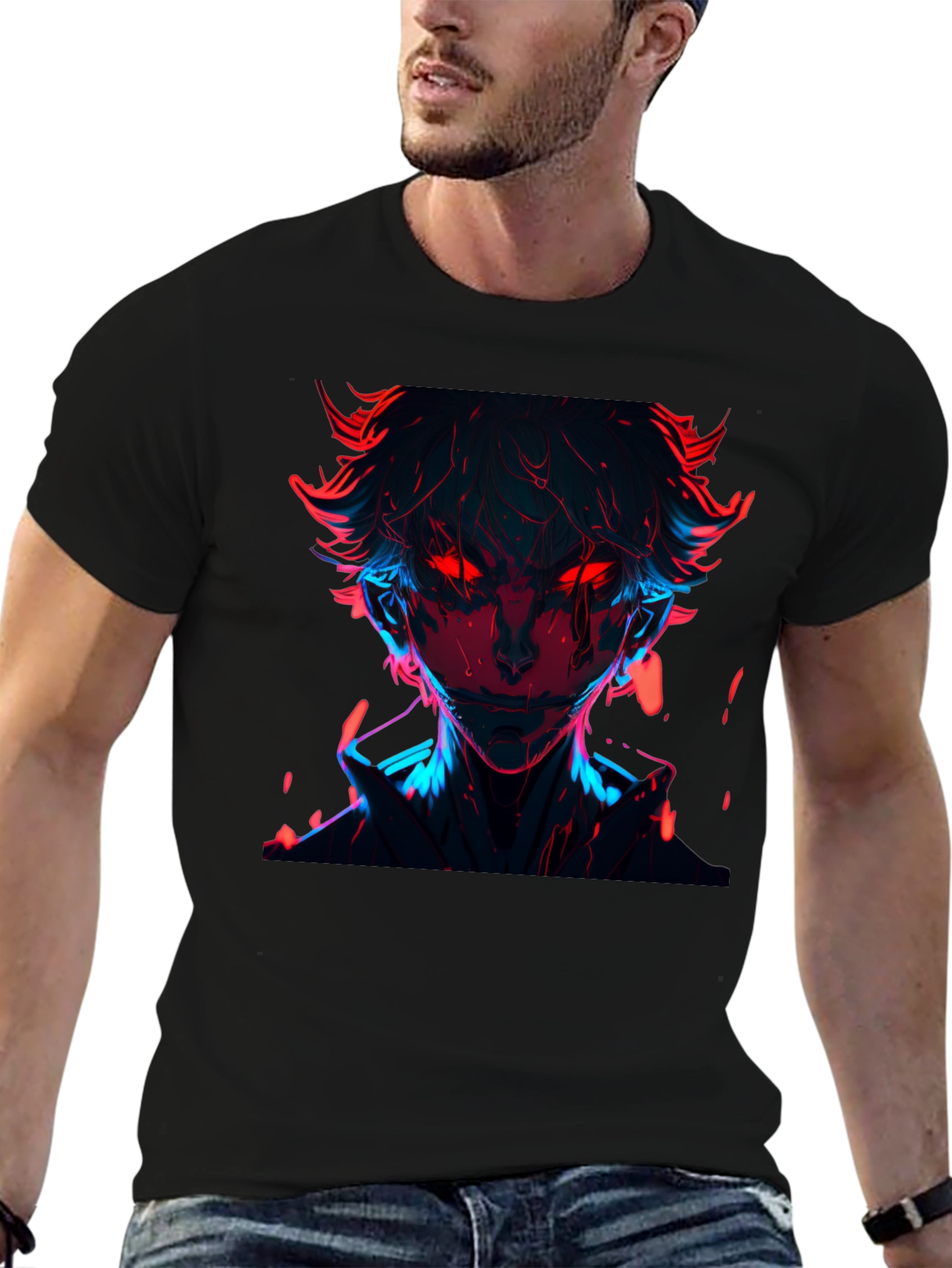 Neon Anime Graphic T-Shirt - Cool Streetwear Tee