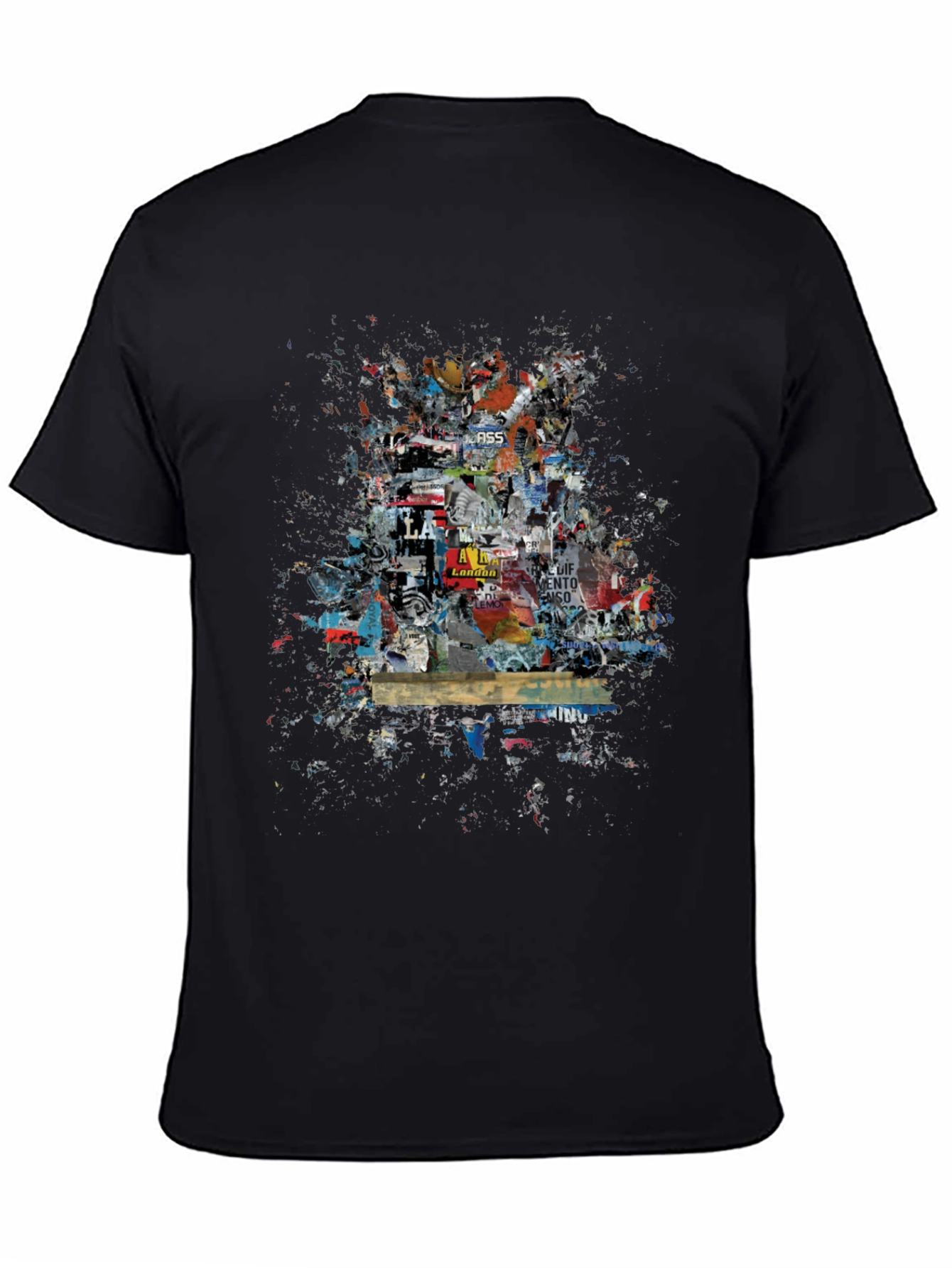 Urban Collage Graphic Tee - Black Cotton T-Shirt
