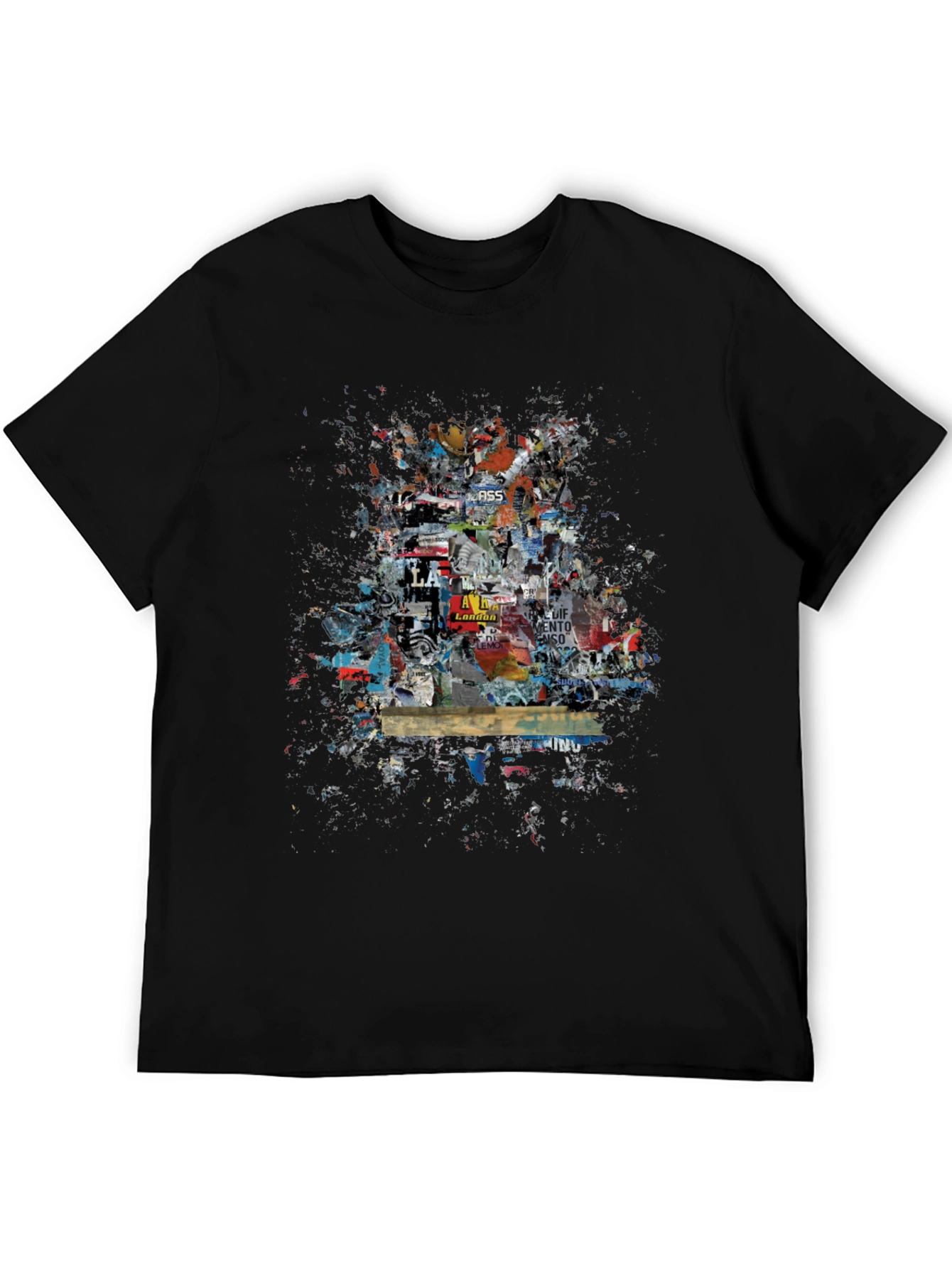 Urban Collage Graphic Tee - Black Cotton T-Shirt