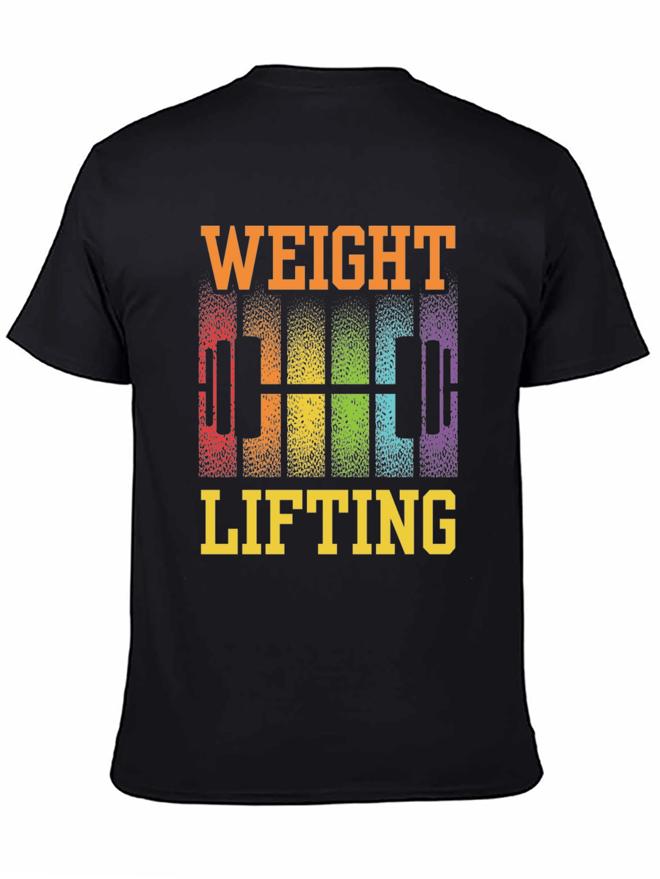 Weight Lifting Rainbow Barbell Black T-Shirt