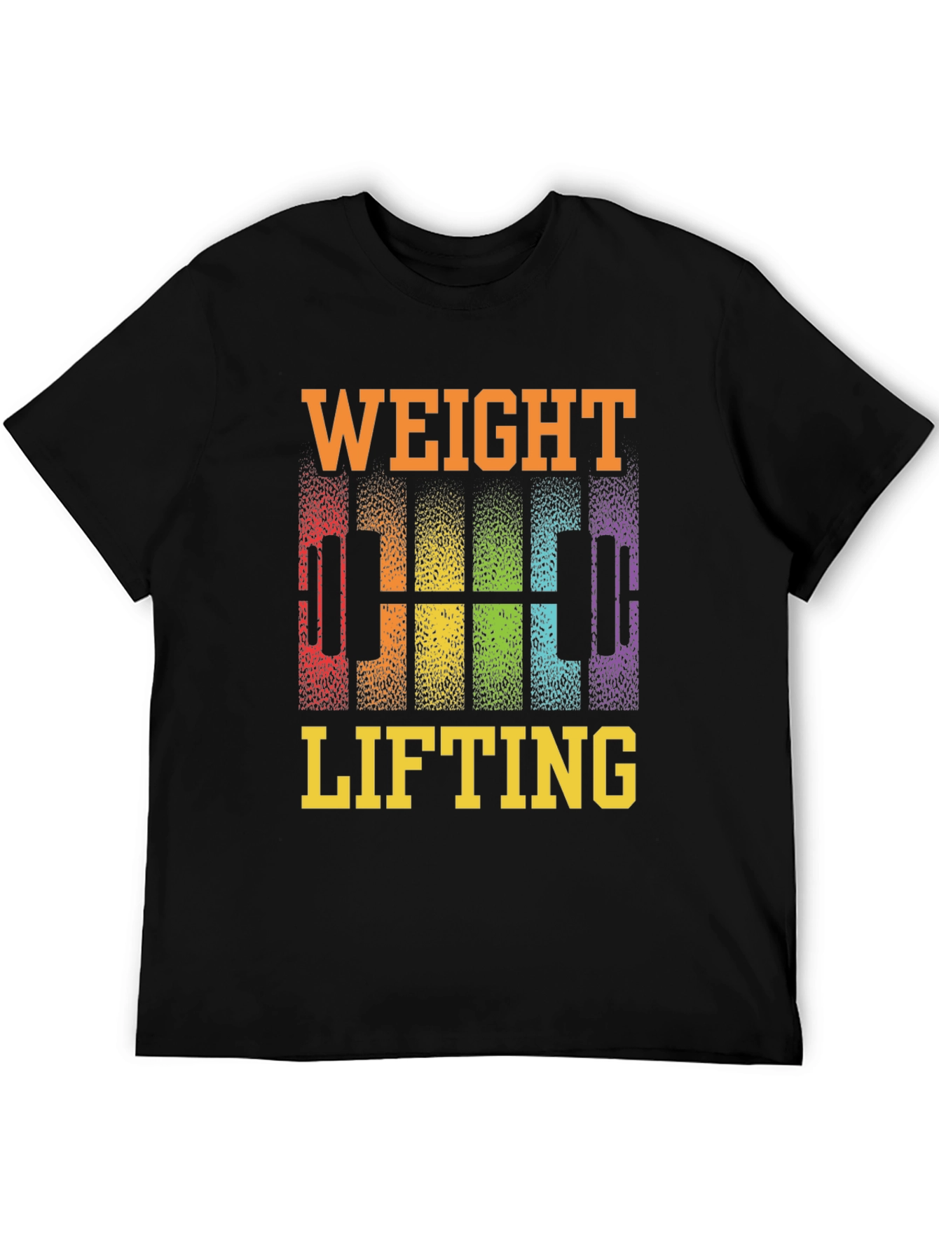 Weight Lifting Rainbow Barbell Black T-Shirt