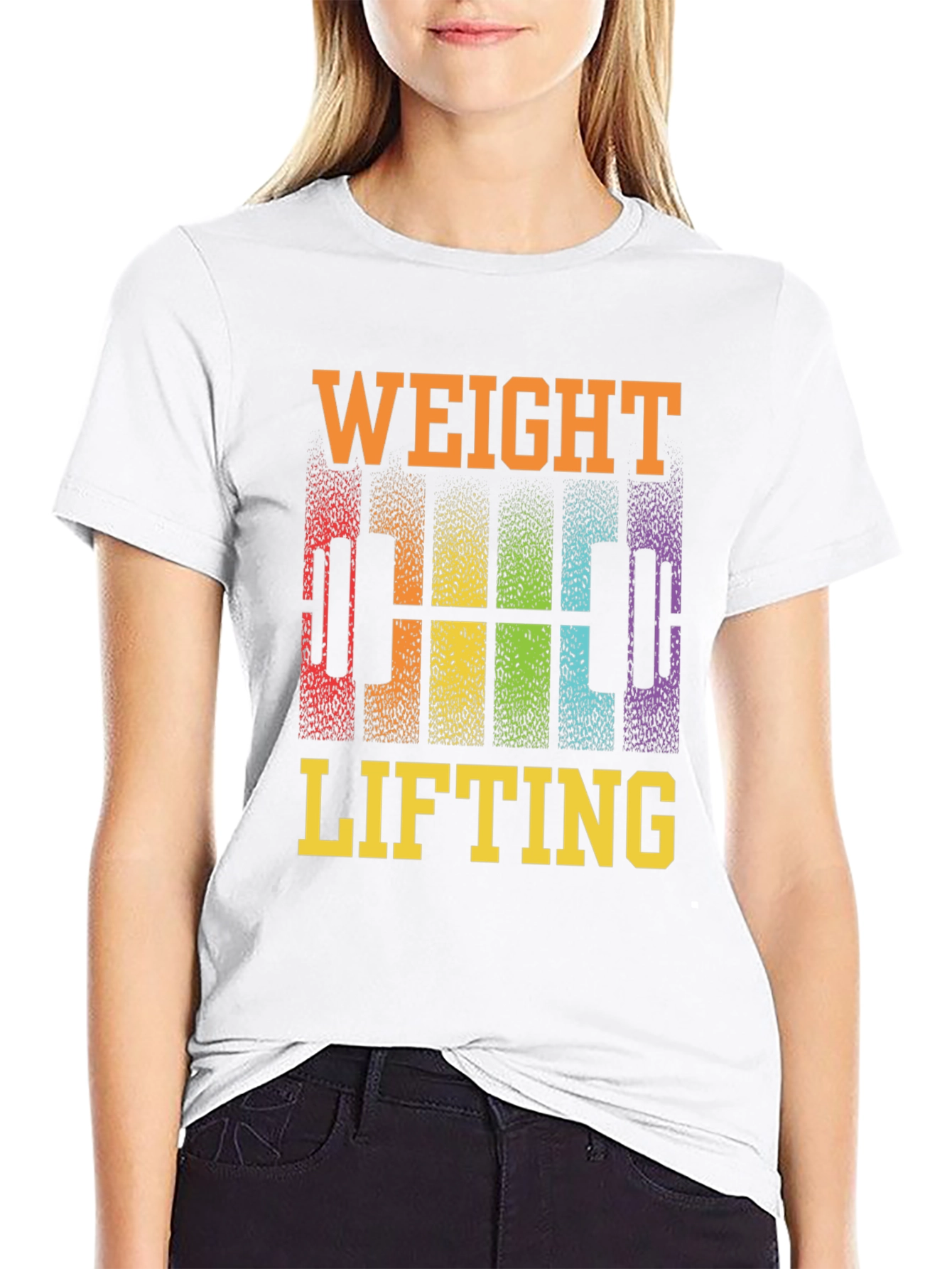 Weight Lifting Rainbow Barbell Black T-Shirt