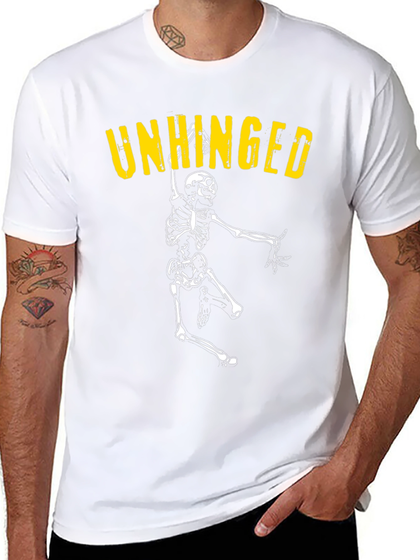 Unhinged Skeleton Graphic Tee - Black Cotton T-Shirt