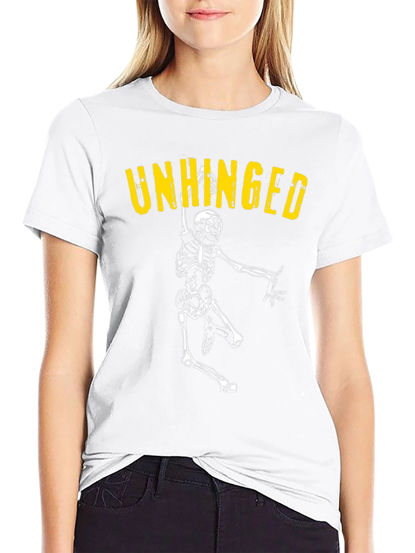 Unhinged Skeleton Graphic Tee - Black Cotton T-Shirt