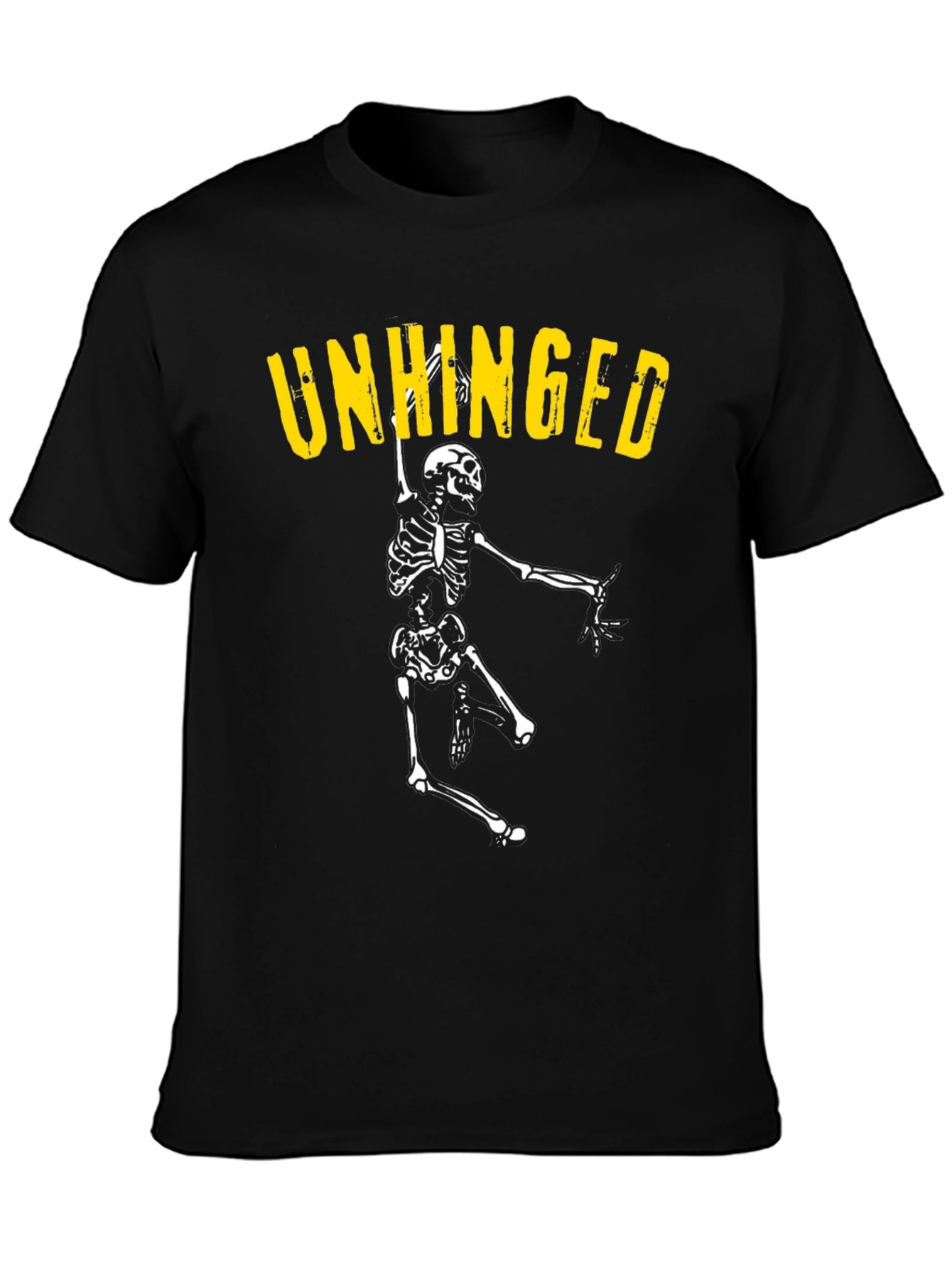 Unhinged Skeleton Graphic Tee - Black Cotton T-Shirt