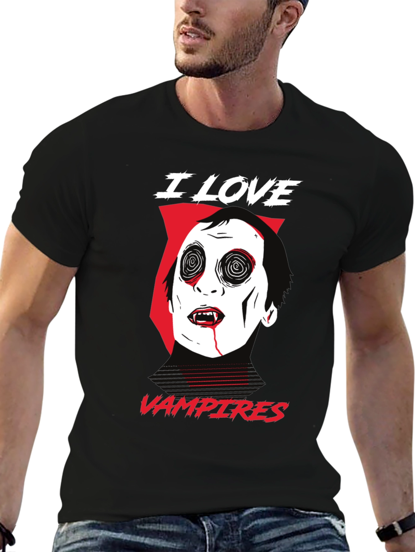 I Love Vampires Graphic Tee - Black