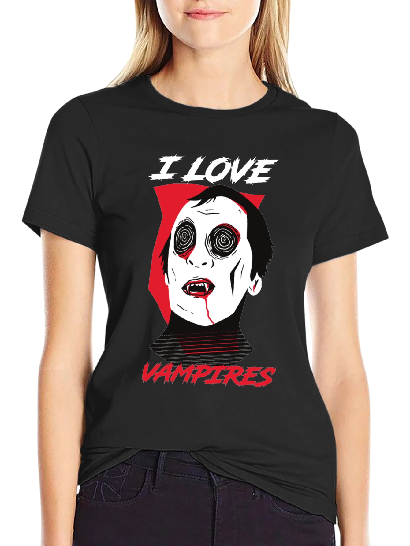 I Love Vampires Graphic Tee - Black