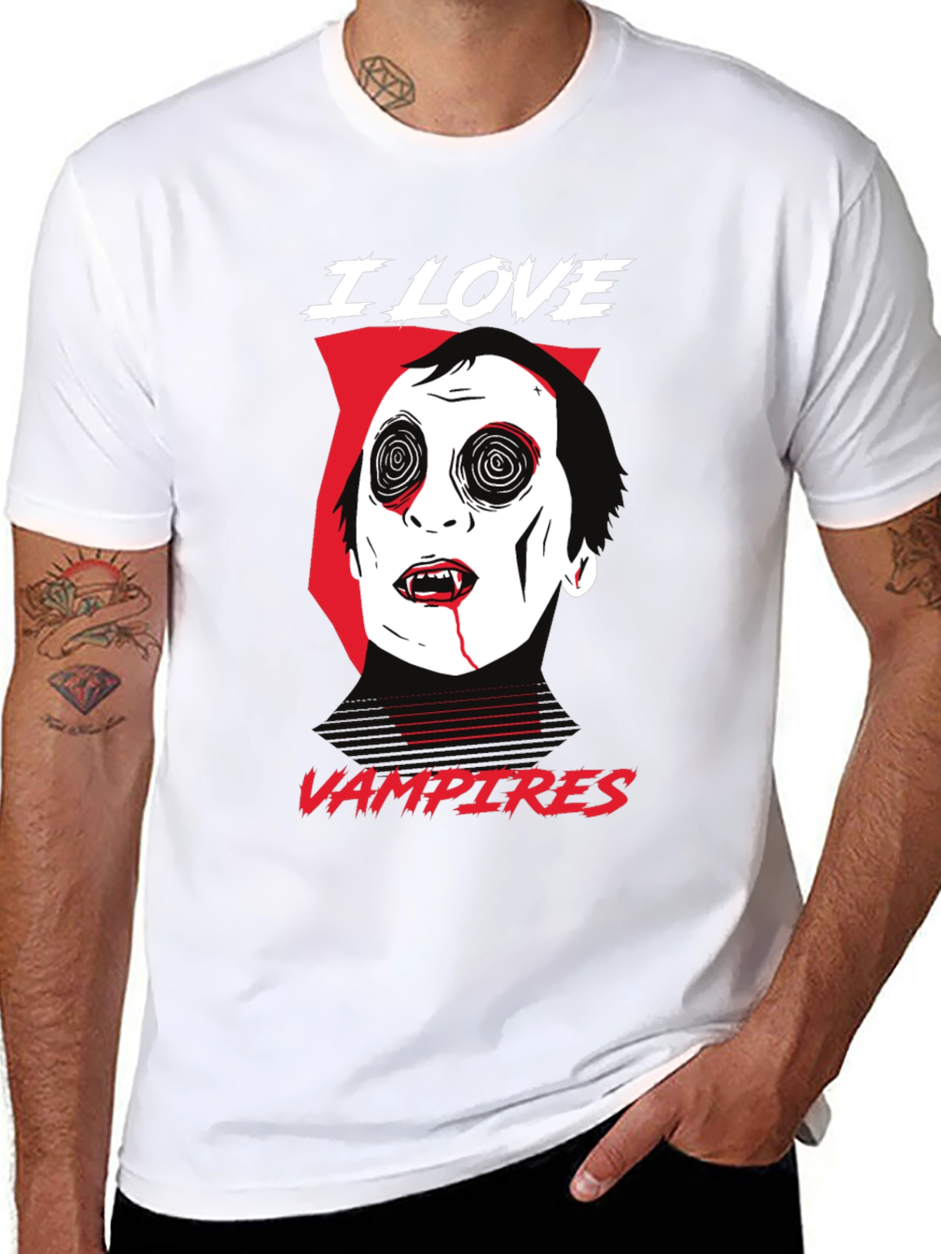 I Love Vampires Graphic Tee - Black