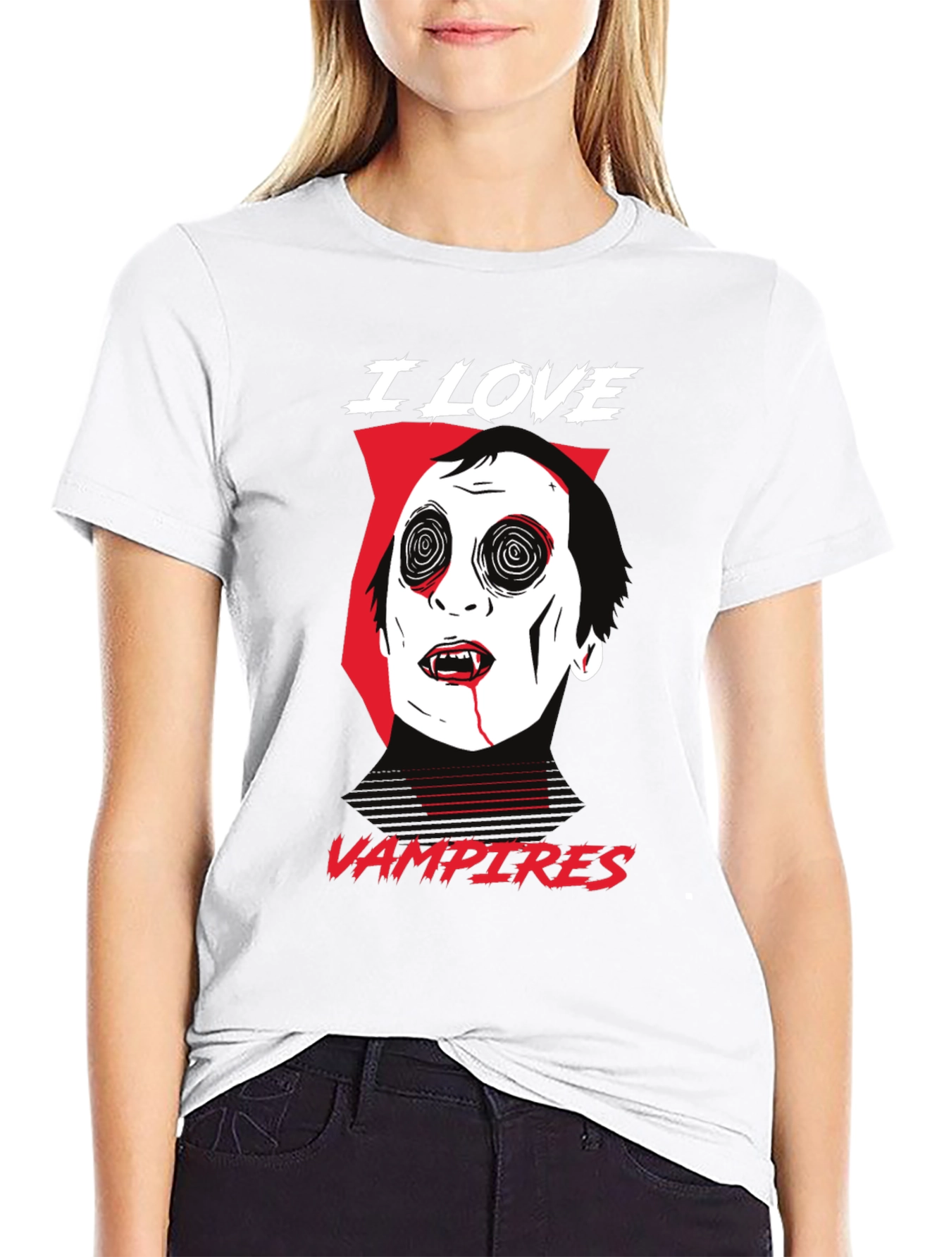 I Love Vampires Graphic Tee - Black