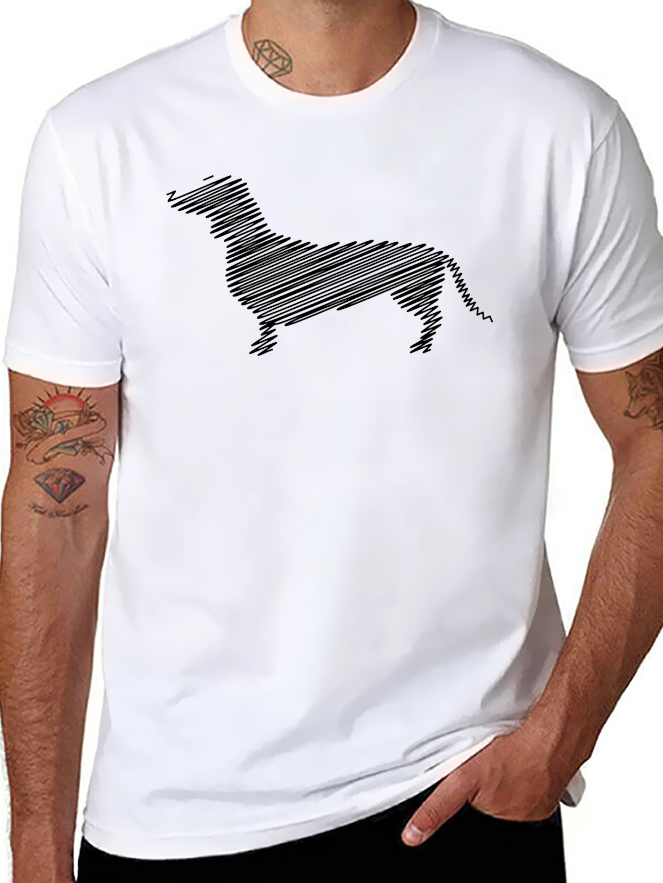 Dachshund Sketch Black T-Shirt - Unique Dog Lover Tee