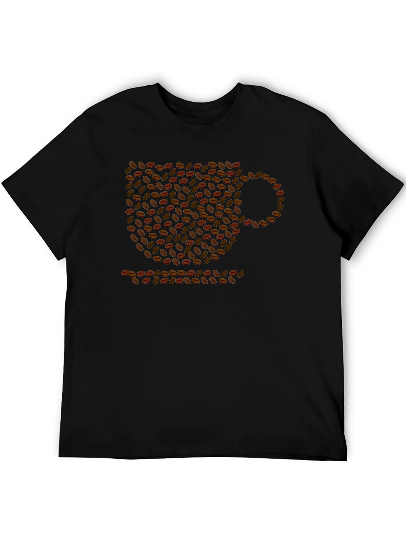 Coffee Bean Cup Graphic Tee - Black Casual T-Shirt