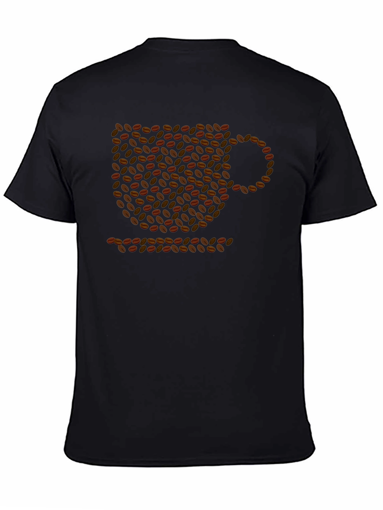 Coffee Bean Cup Graphic Tee - Black Casual T-Shirt