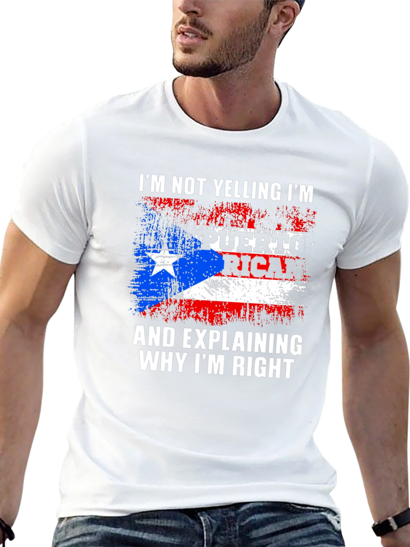 Puerto Rican Flag Graphic Tee - Im Not Yelling
