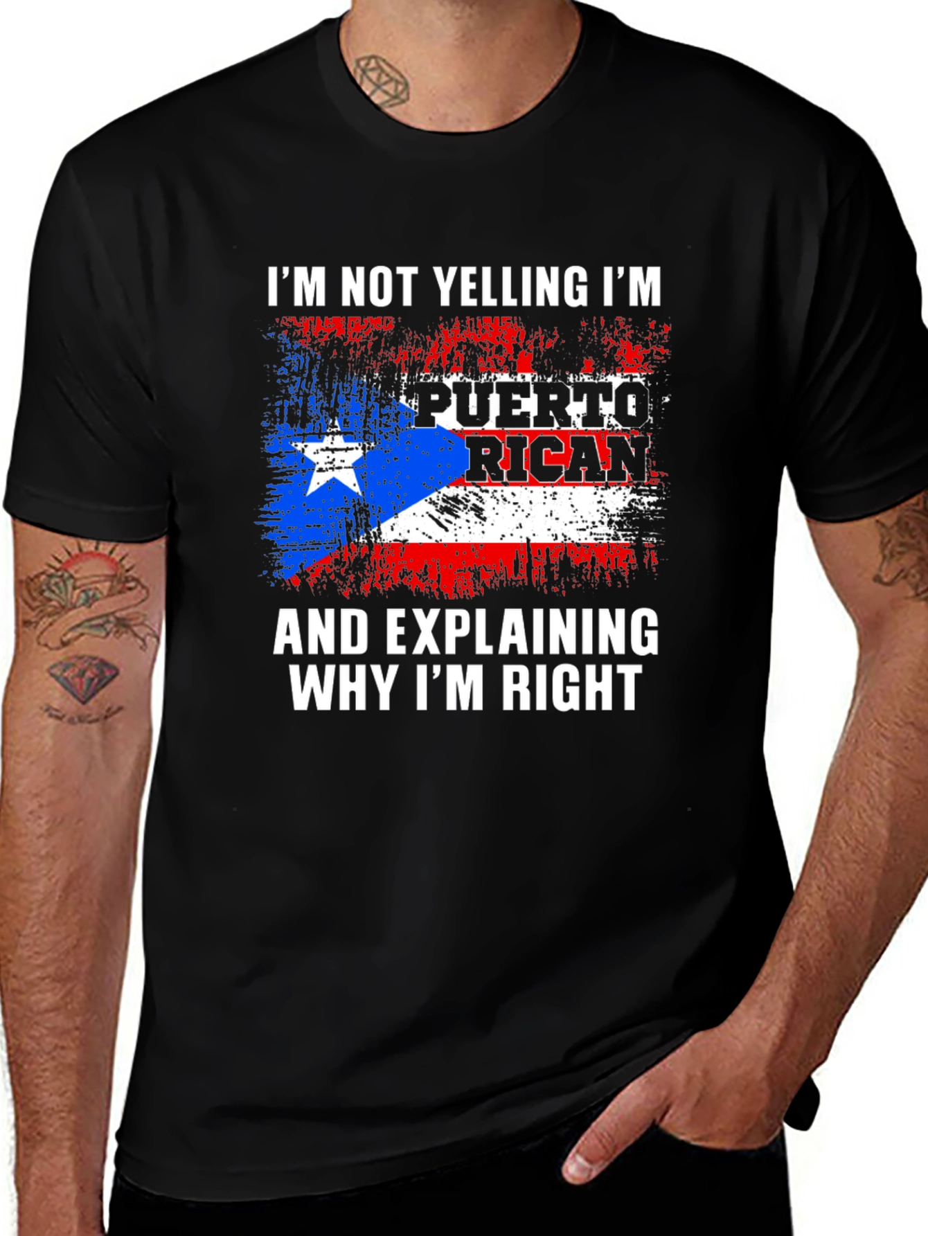 Puerto Rican Flag Graphic Tee - Im Not Yelling