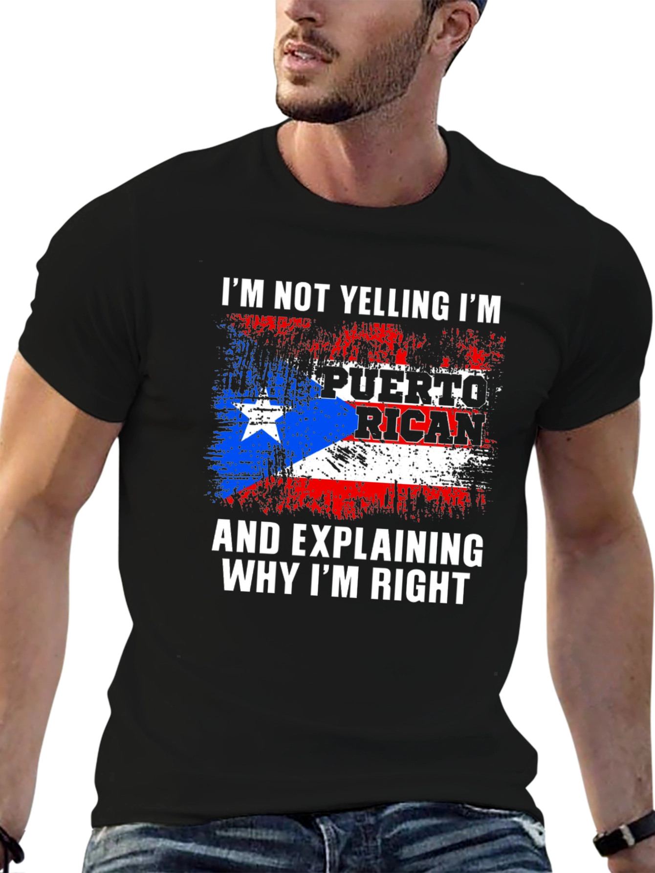 Puerto Rican Flag Graphic Tee - Im Not Yelling