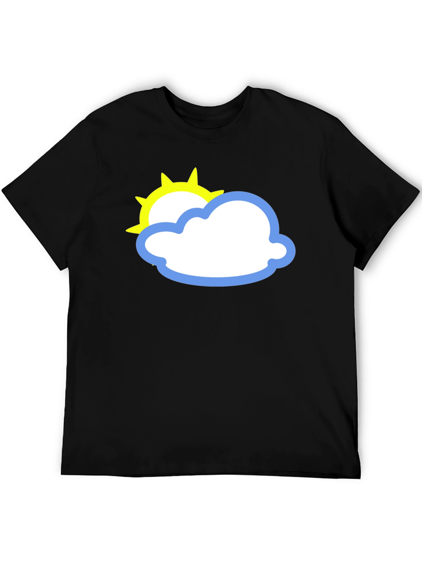 Black Tee with Sun and Cloud Graphic