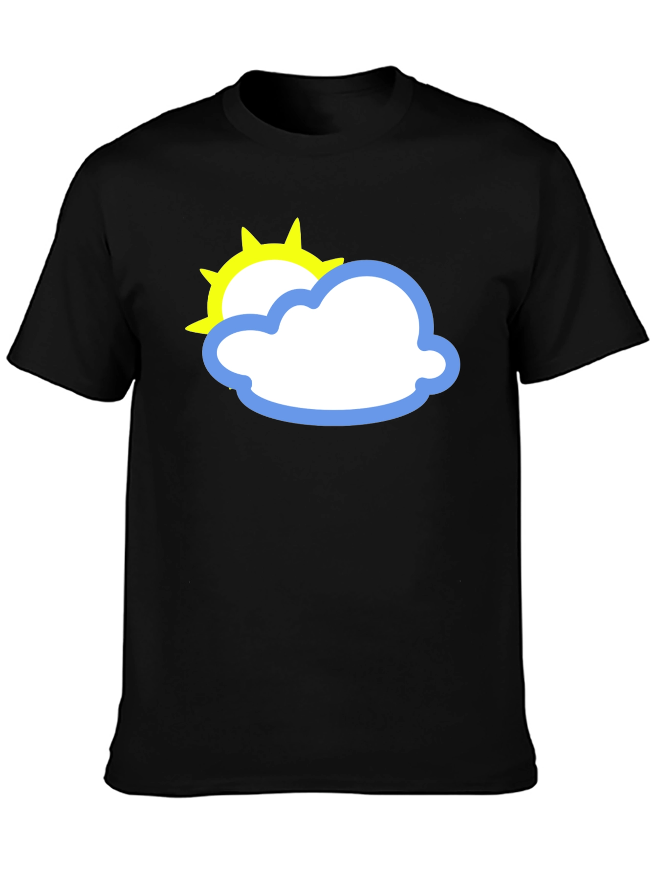 Black Tee with Sun and Cloud Graphic