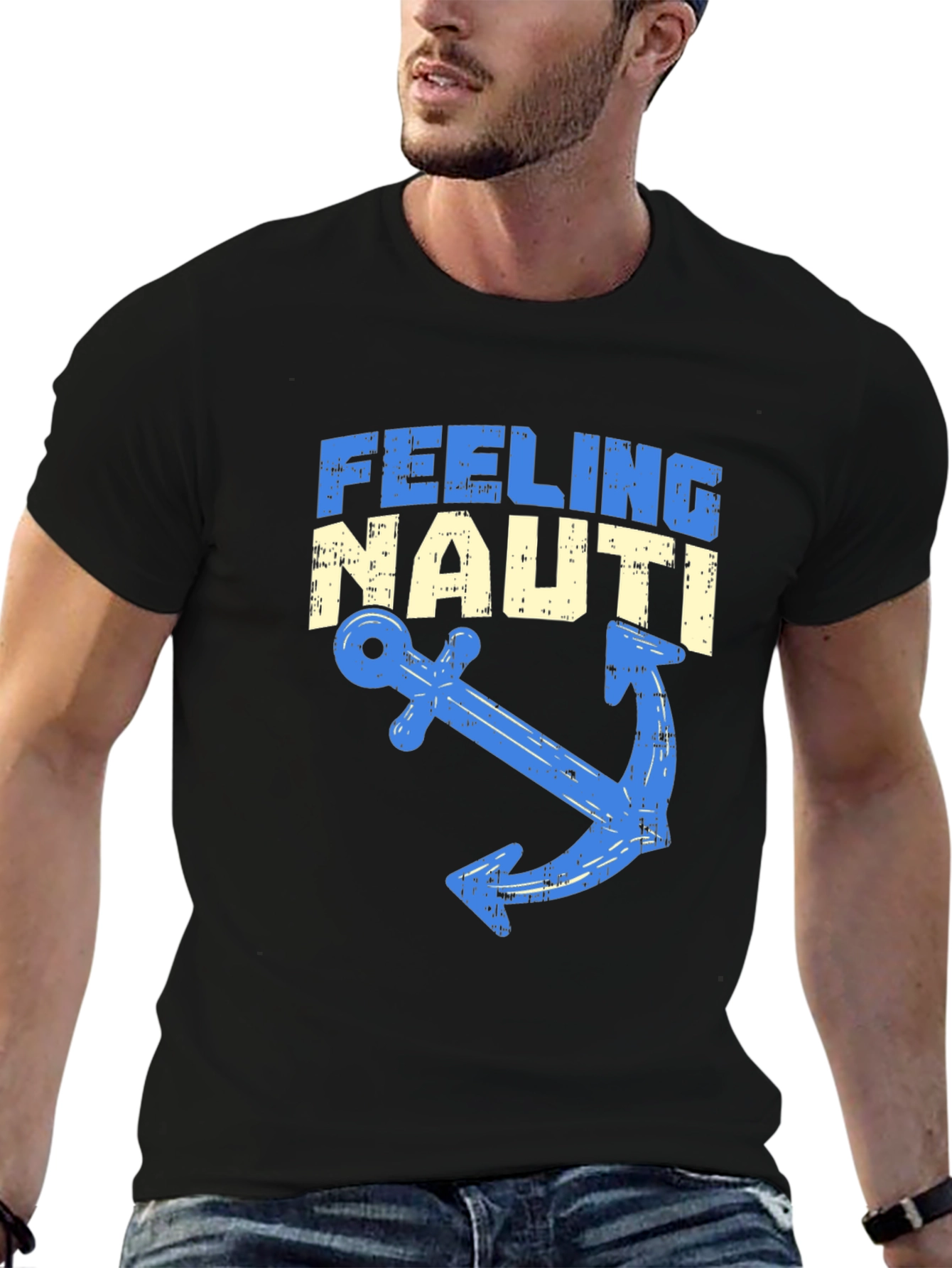 Feeling Nauti Mens Black Graphic T-Shirt