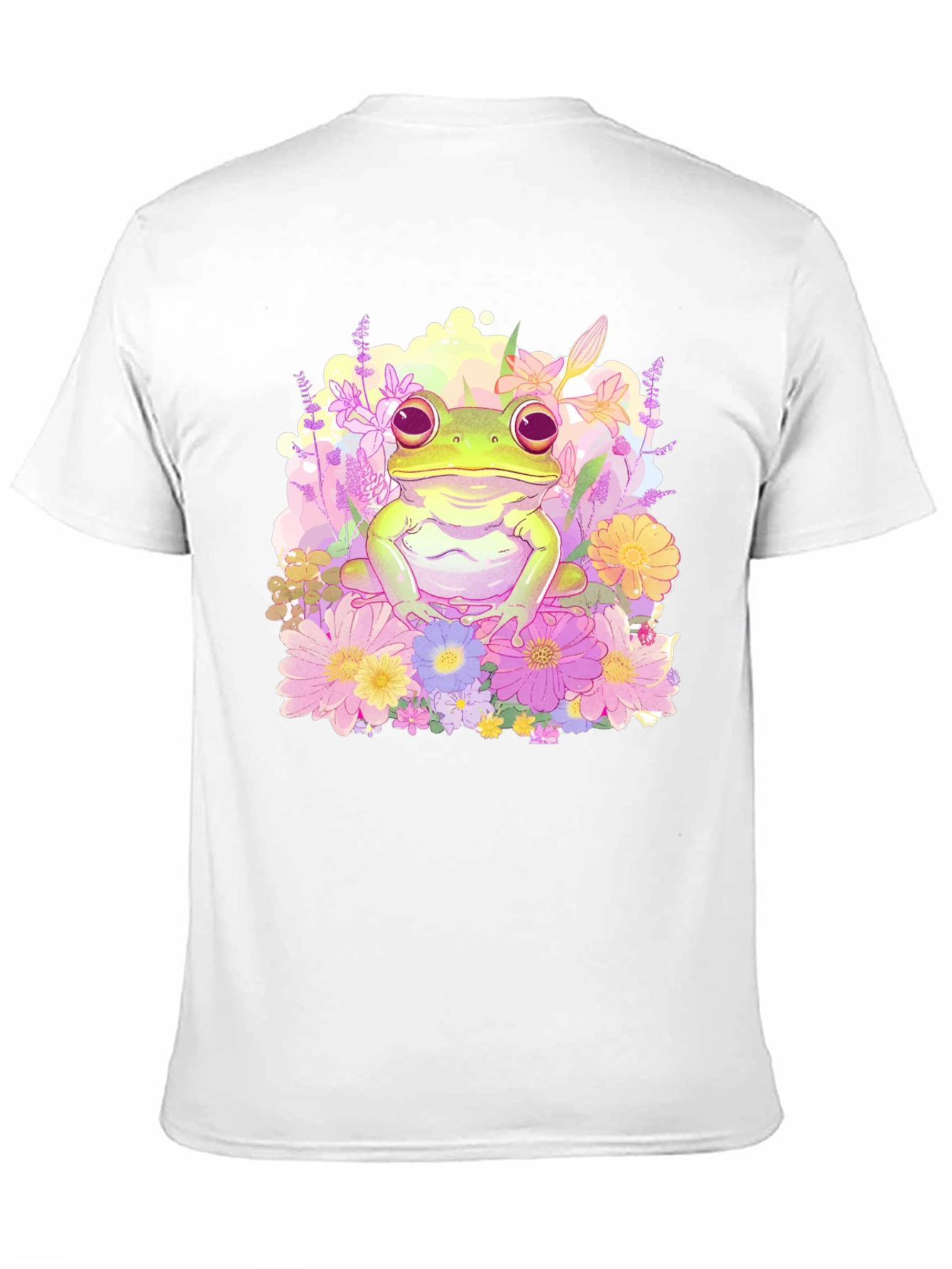 Floral Frog Graphic Tee - Black Cotton T-Shirt