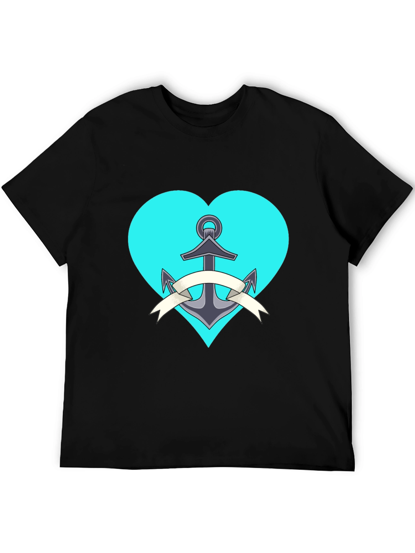 Anchor Heart Graphic Tee - Mens Black T-Shirt