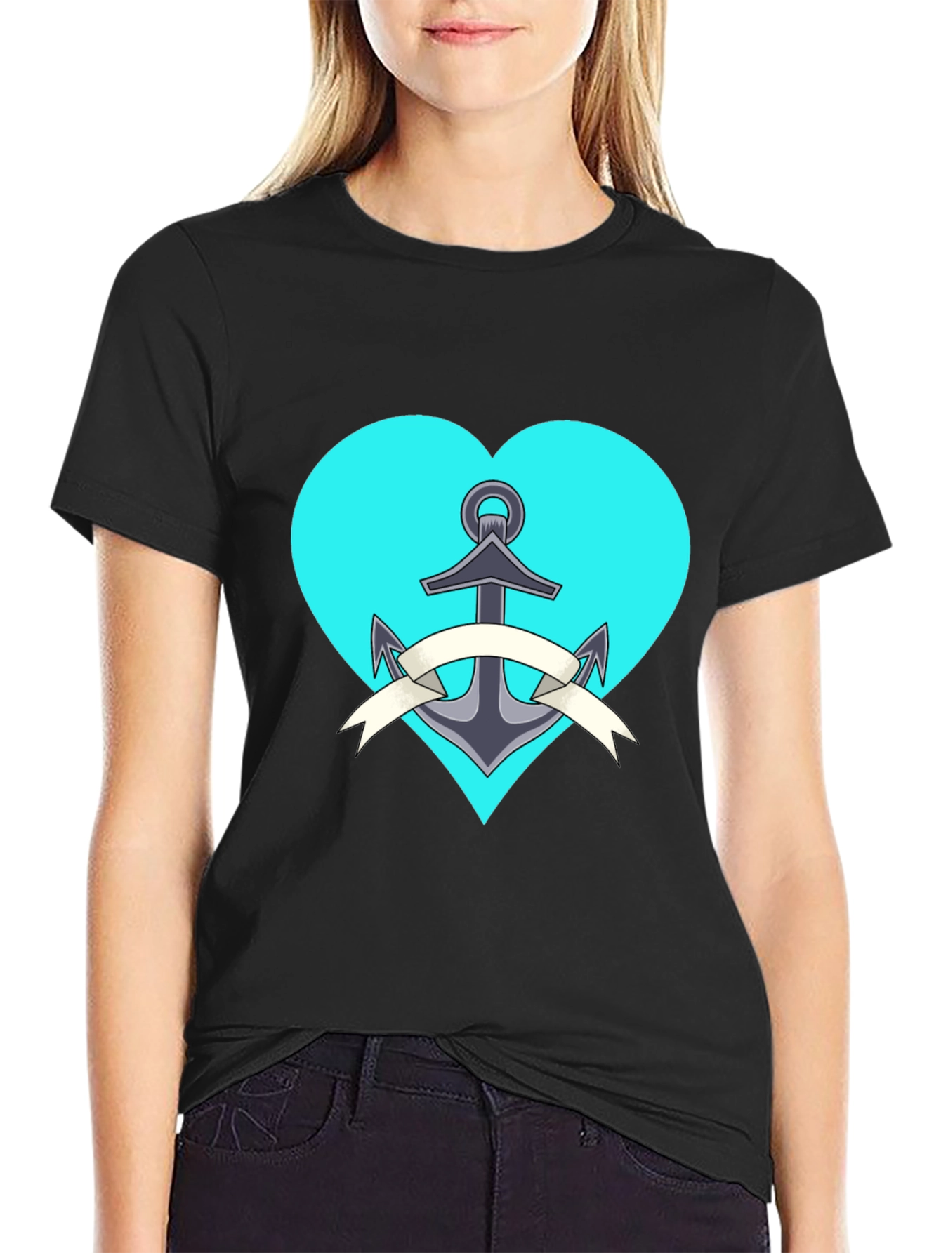 Anchor Heart Graphic Tee - Mens Black T-Shirt