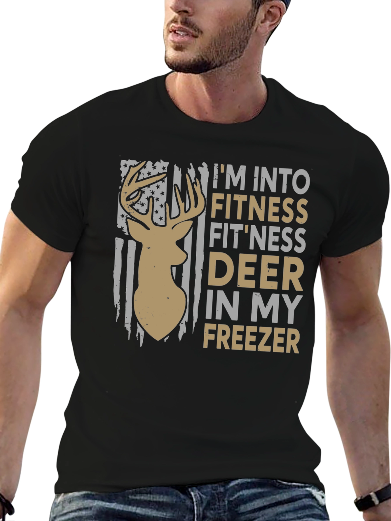 Fitness Deer Freezer Novelty Graphic T-Shirt