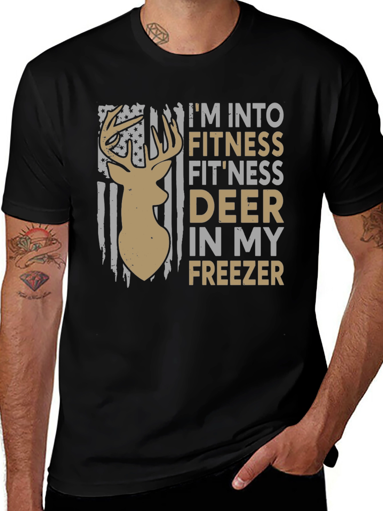 Fitness Deer Freezer Novelty Graphic T-Shirt