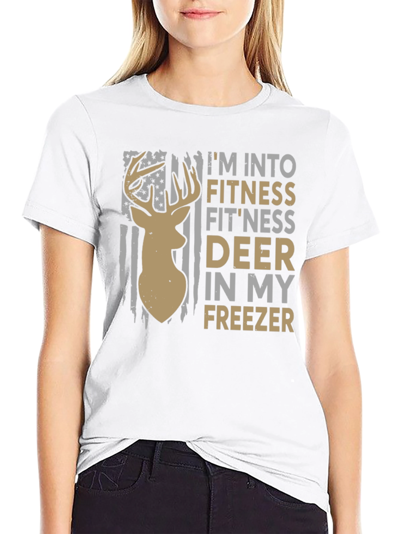 Fitness Deer Freezer Novelty Graphic T-Shirt