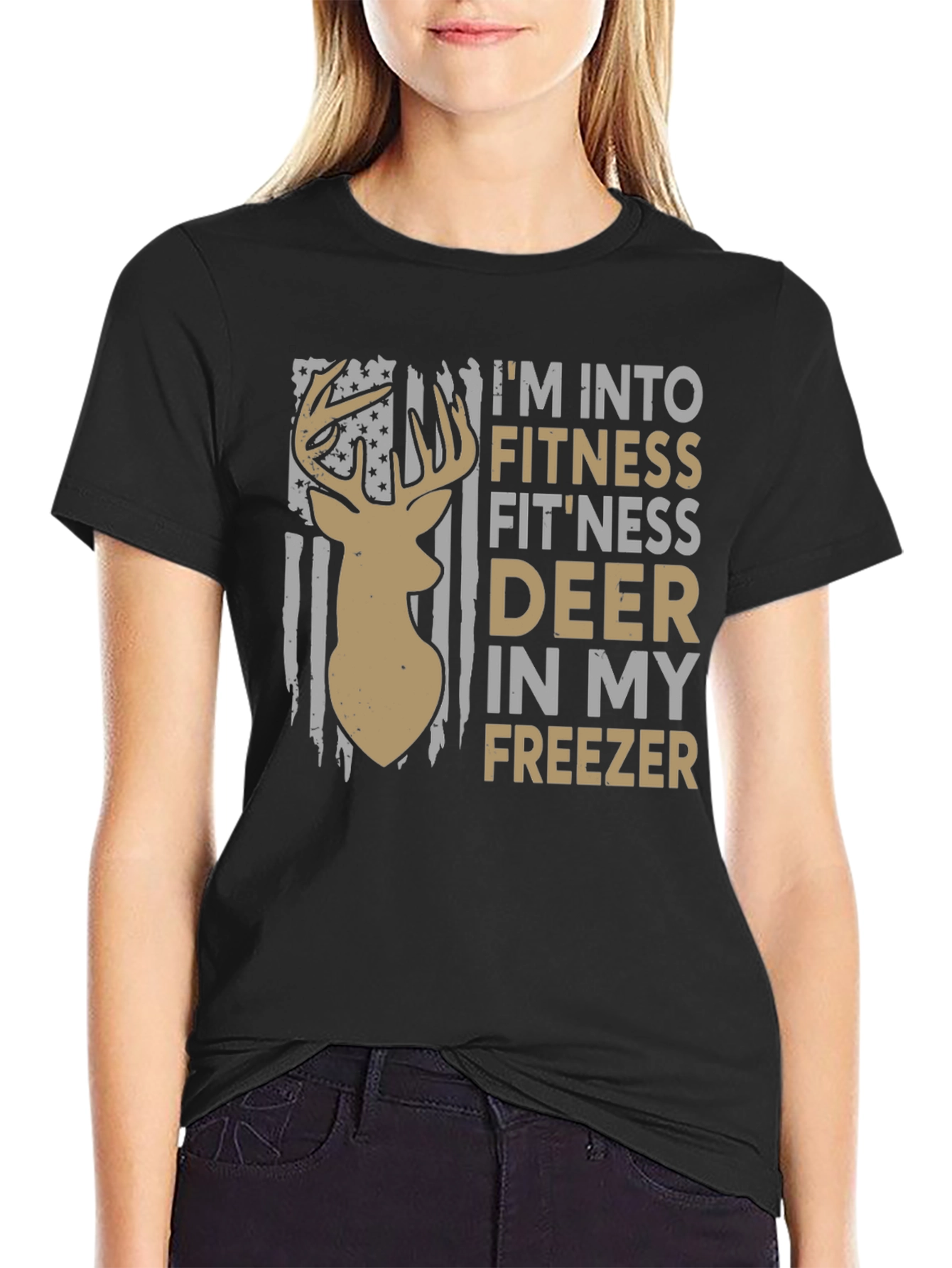 Fitness Deer Freezer Novelty Graphic T-Shirt