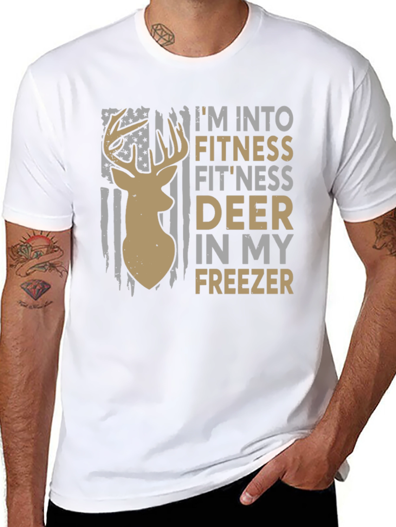 Fitness Deer Freezer Novelty Graphic T-Shirt