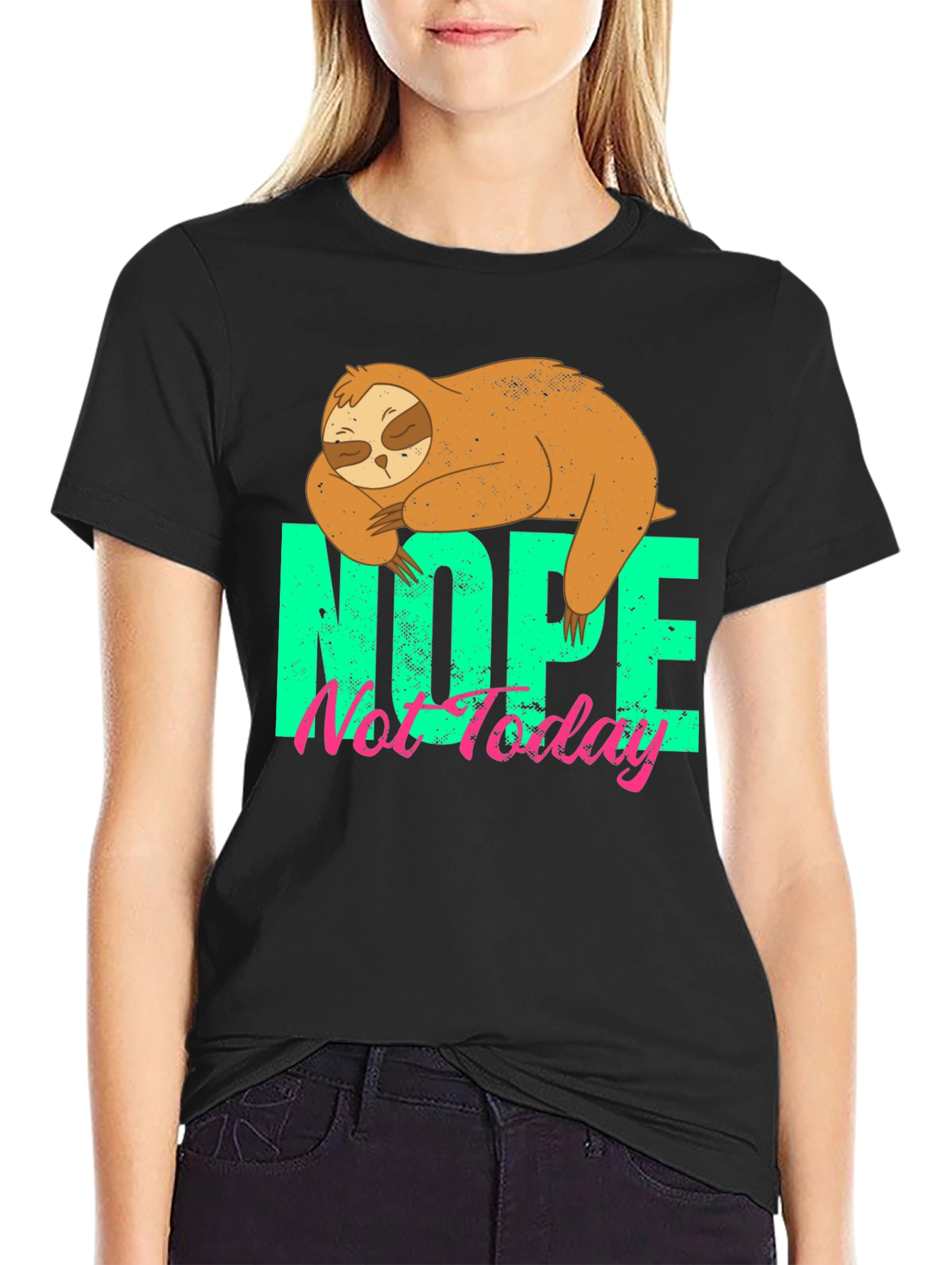 Nope Not Today Sloth Graphic T-Shirt