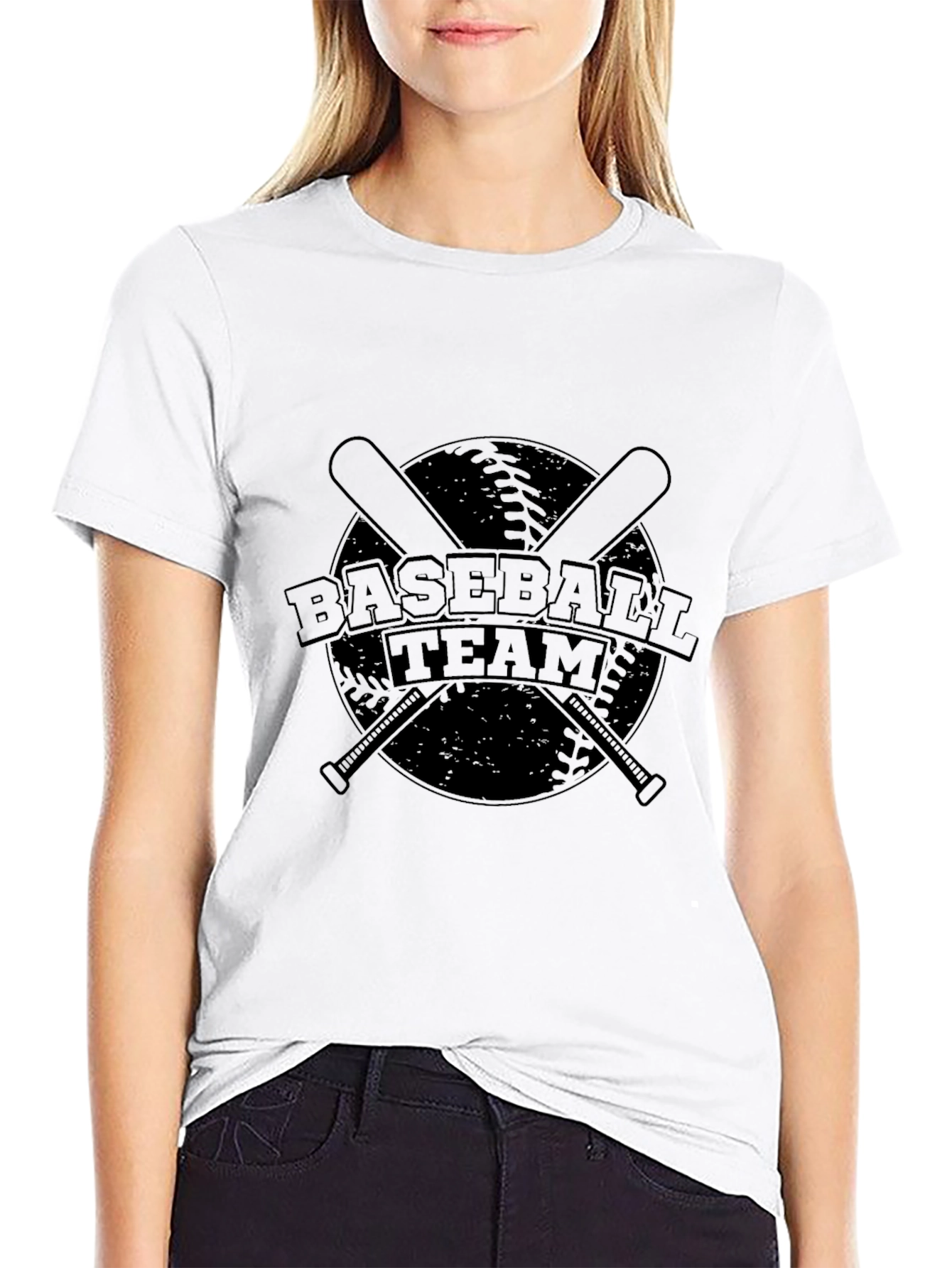 Baseball Team Graphic T-Shirt - Black Cotton Tee