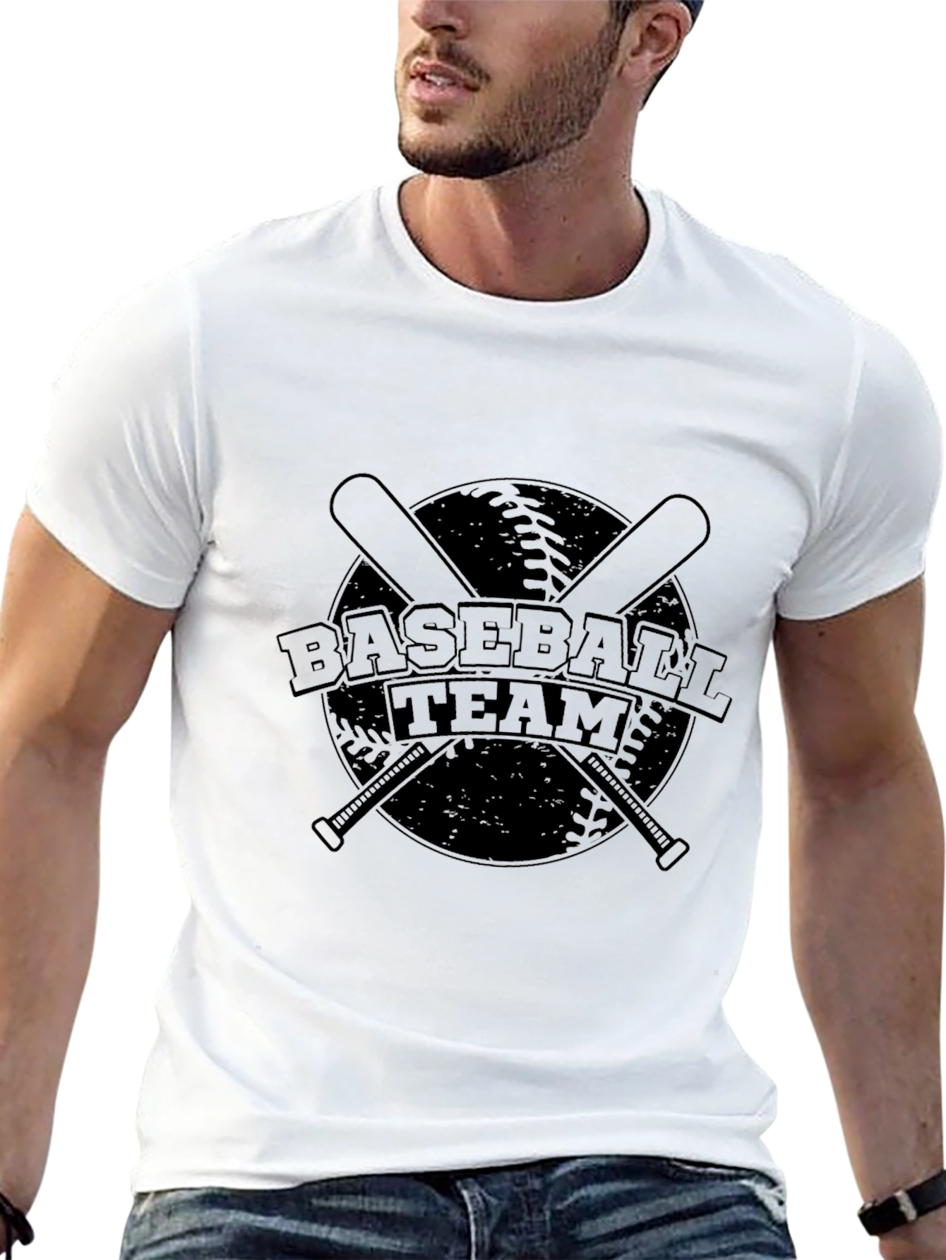 Baseball Team Graphic T-Shirt - Black Cotton Tee