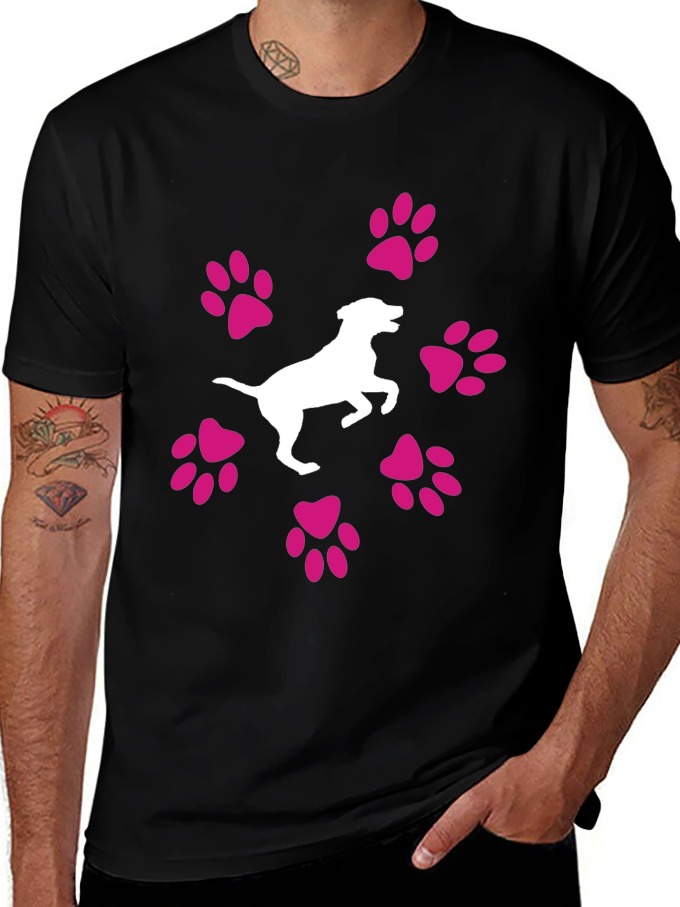Dog Lover T-Shirt: Paw Prints & Cute Dog Graphic