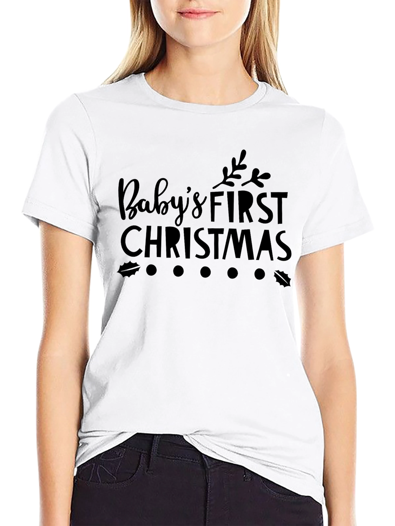 Babys First Christmas Graphic Tee - Black