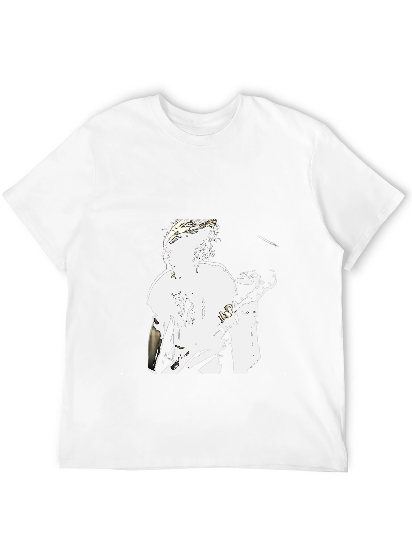 Black Graphic Tee - White Figure Design