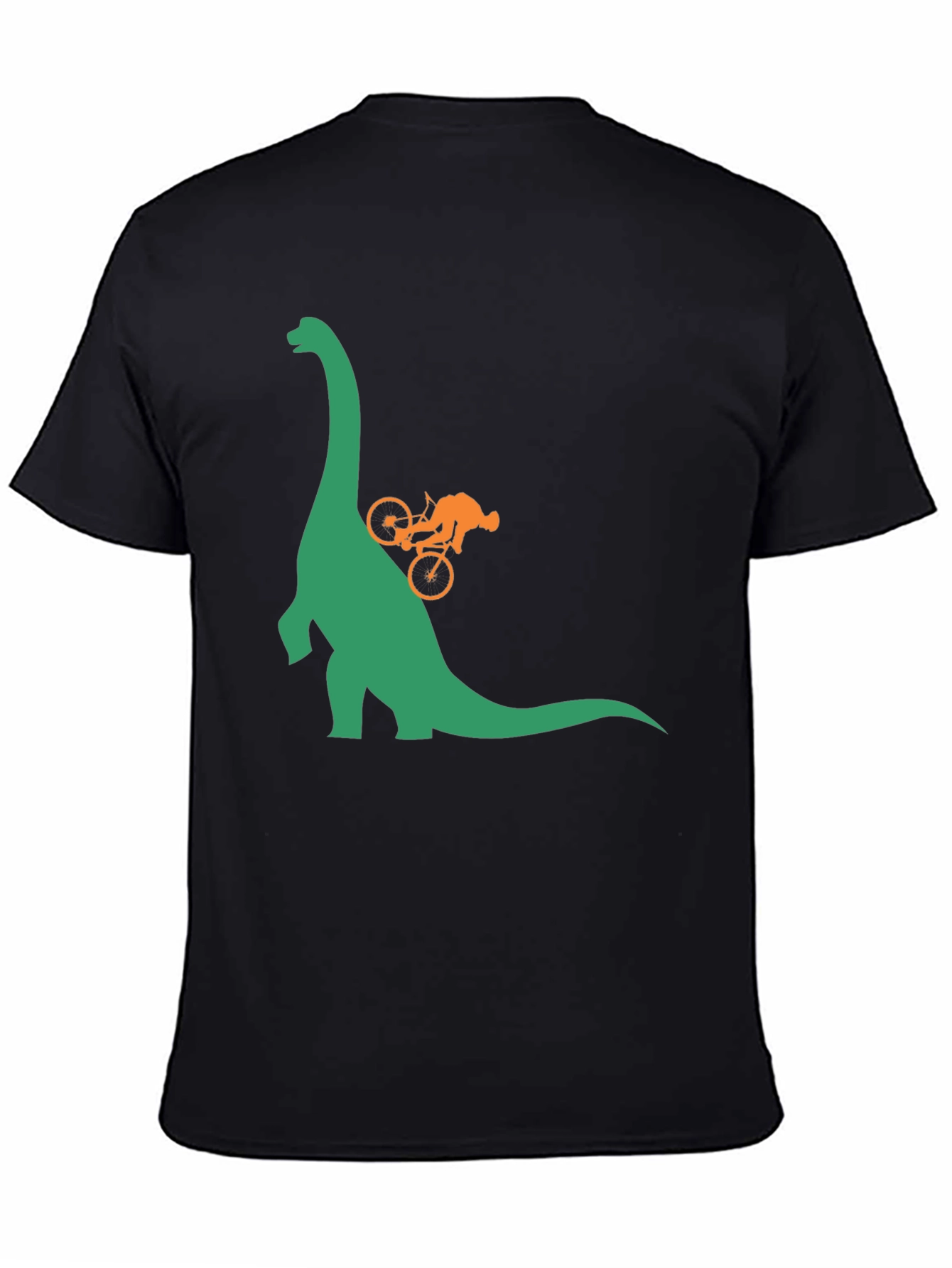 Dino Bike Ride Graphic Tee - Black Cotton T-Shirt