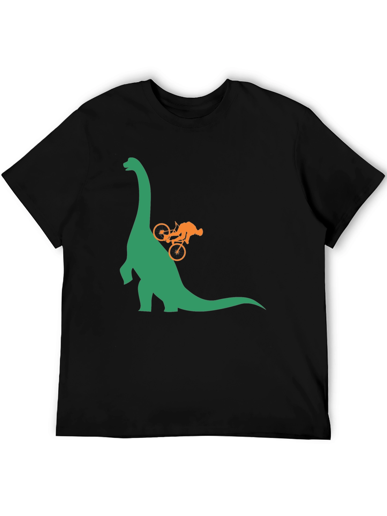 Dino Bike Ride Graphic Tee - Black Cotton T-Shirt