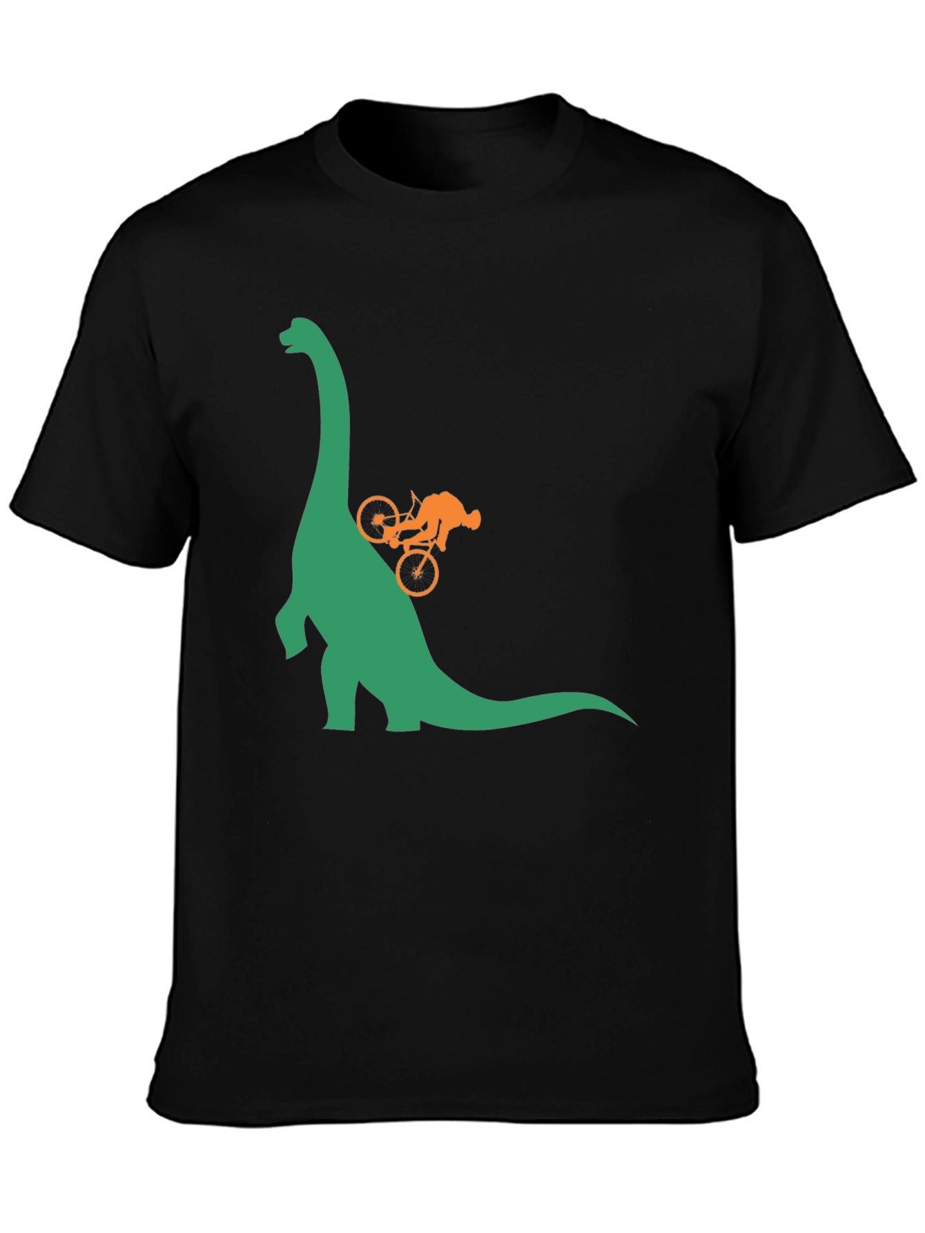 Dino Bike Ride Graphic Tee - Black Cotton T-Shirt